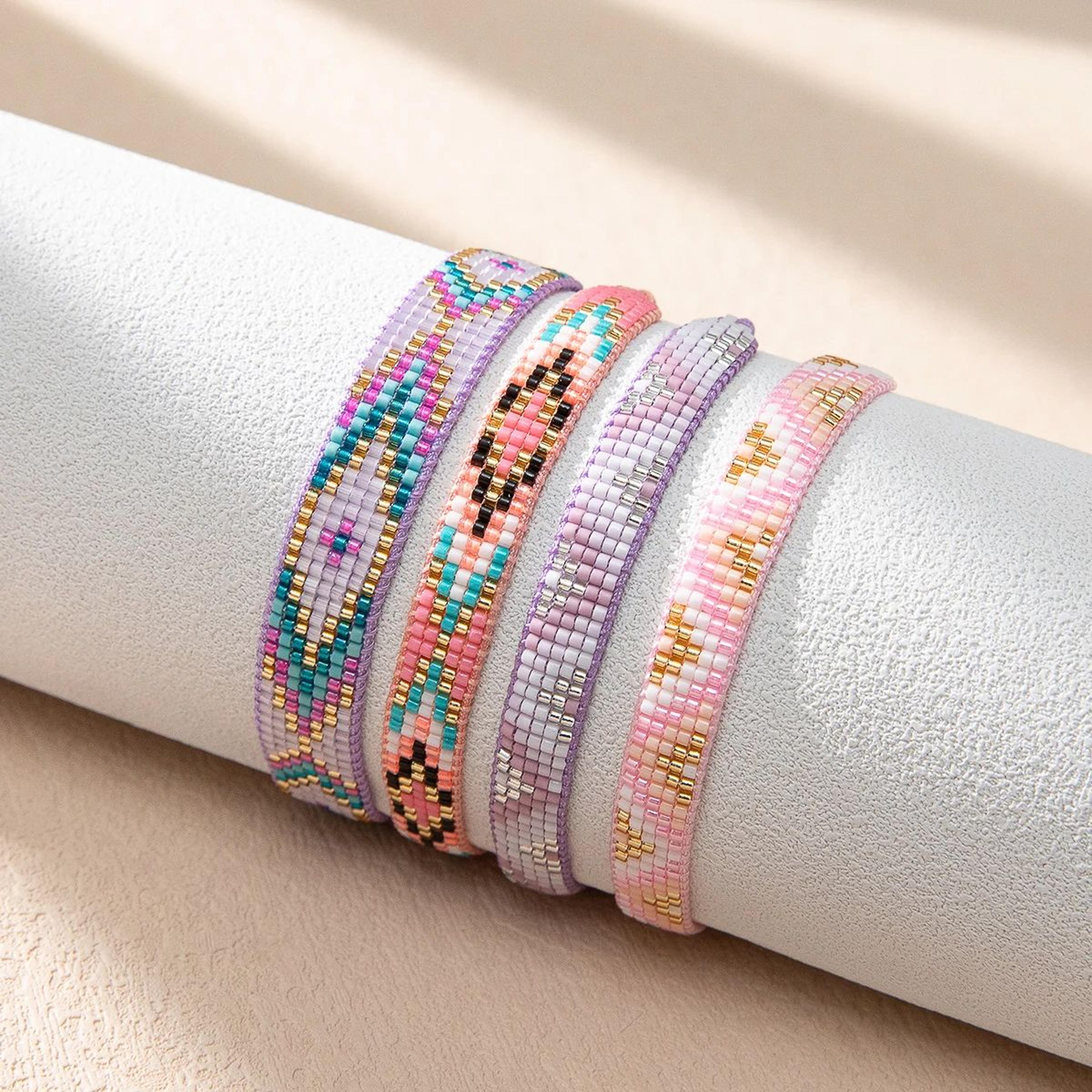 bluestar miyuki colorful beaded bracelet – adjustable boho rope chain charm bracelet for women handmade jewelry gift