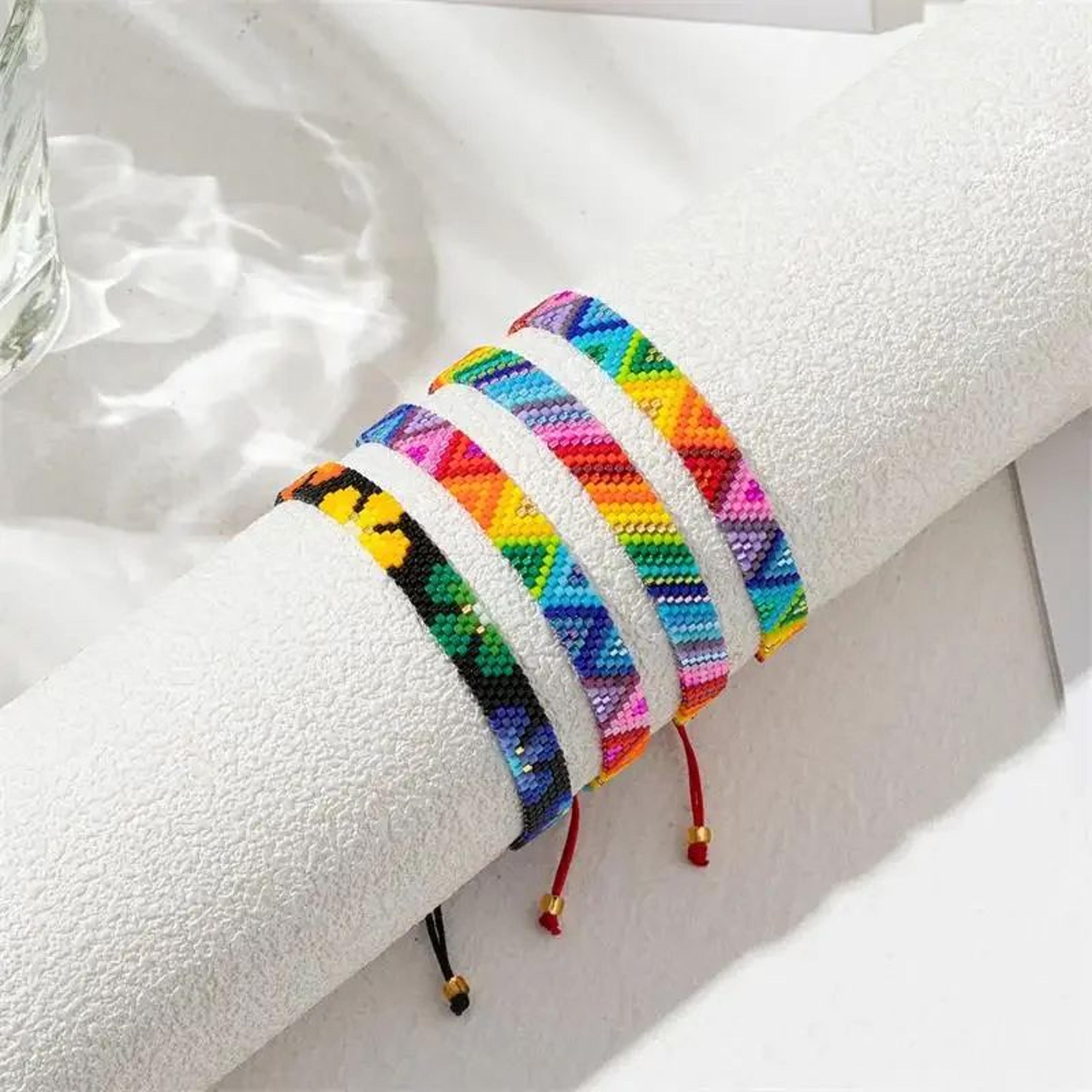 miyuki multicolor beaded bracelet – handmade boho woven waterproof charm bracelet for women