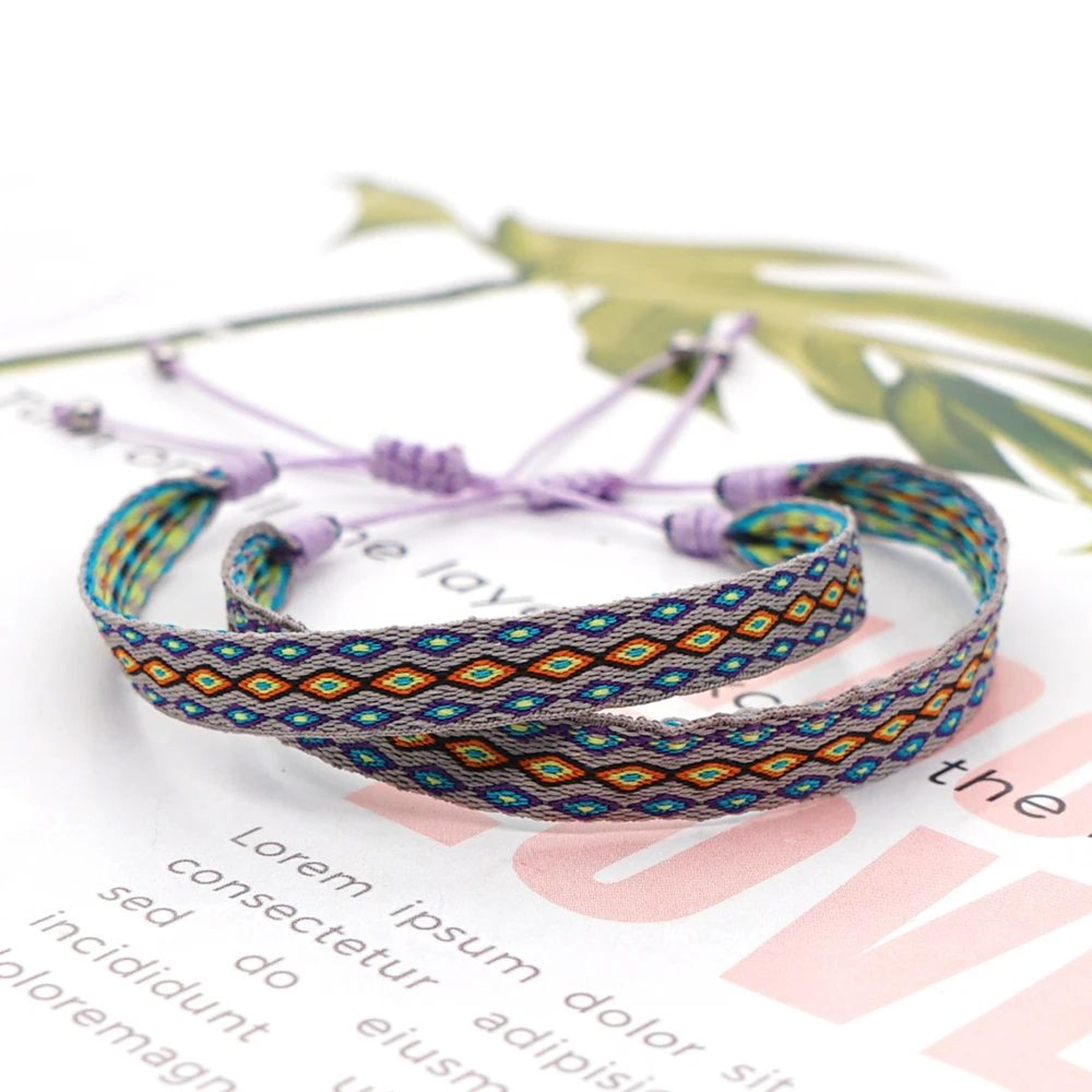 go2boho handwoven boho braided bracelet – vintage rope chain charm bracelet for women