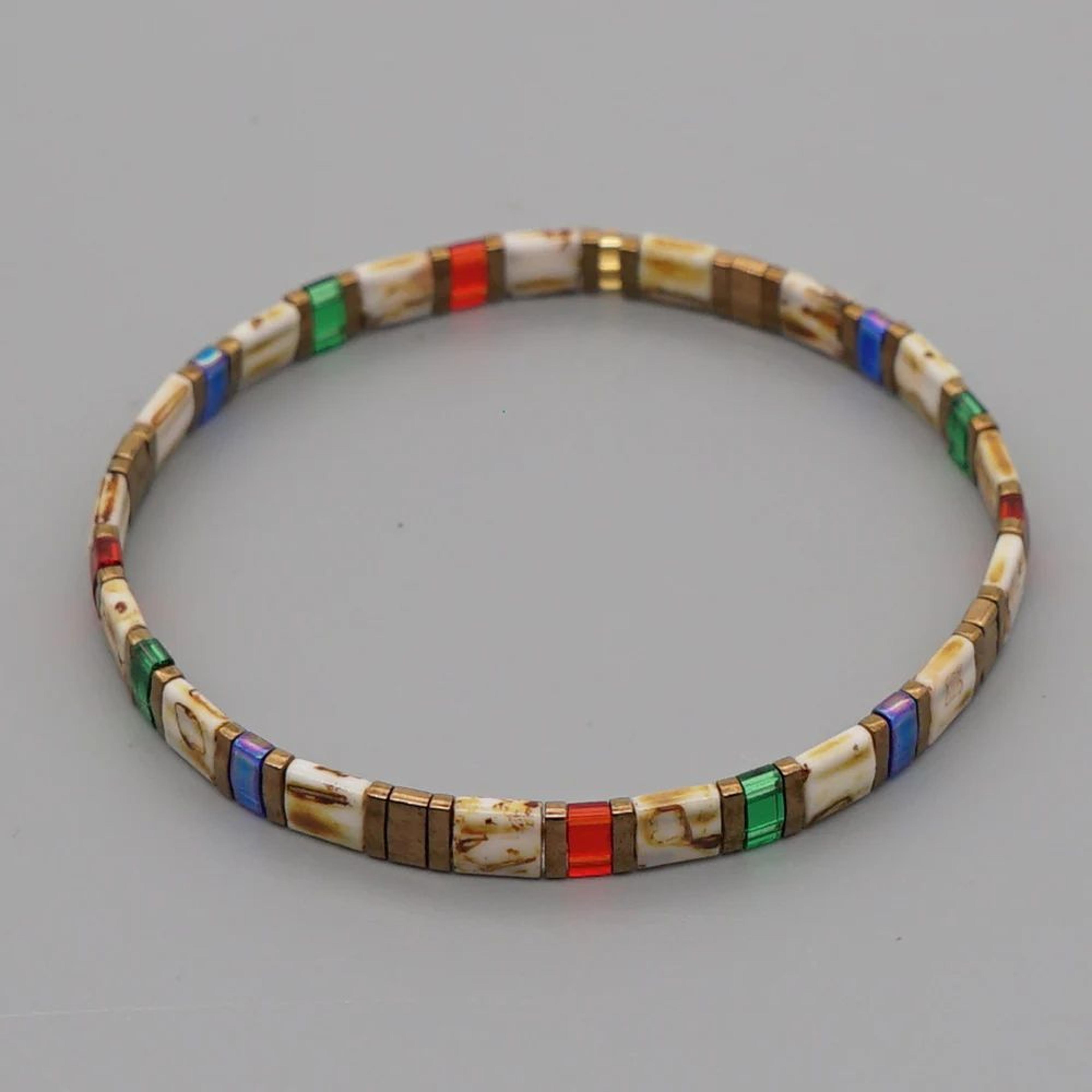 go2boho miyuki tila tile beaded bracelet set – 5-piece boho stretch stackable bracelets for women