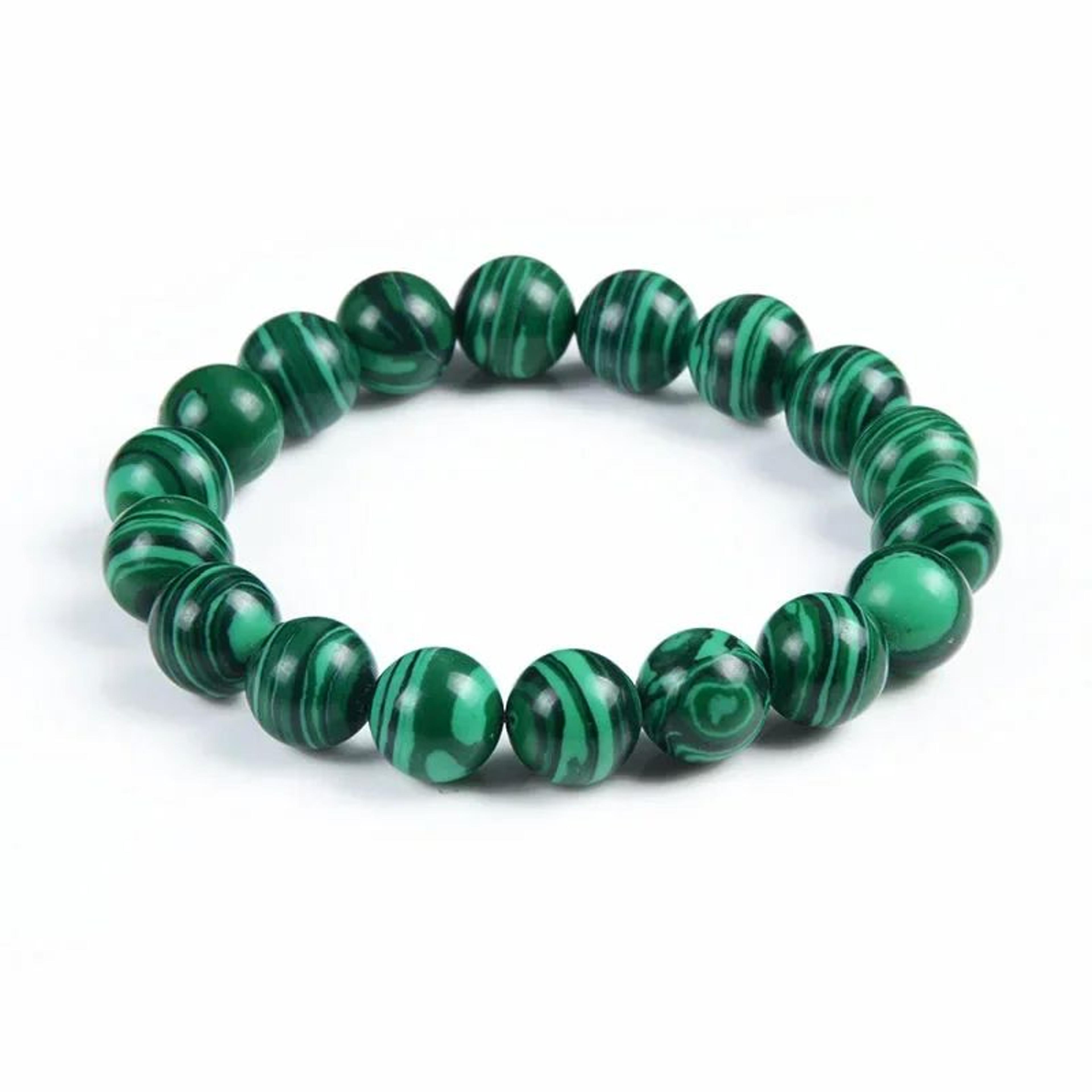 malachite beaded bracelet – handmade resin stone stretch strand bracelet for women & men
