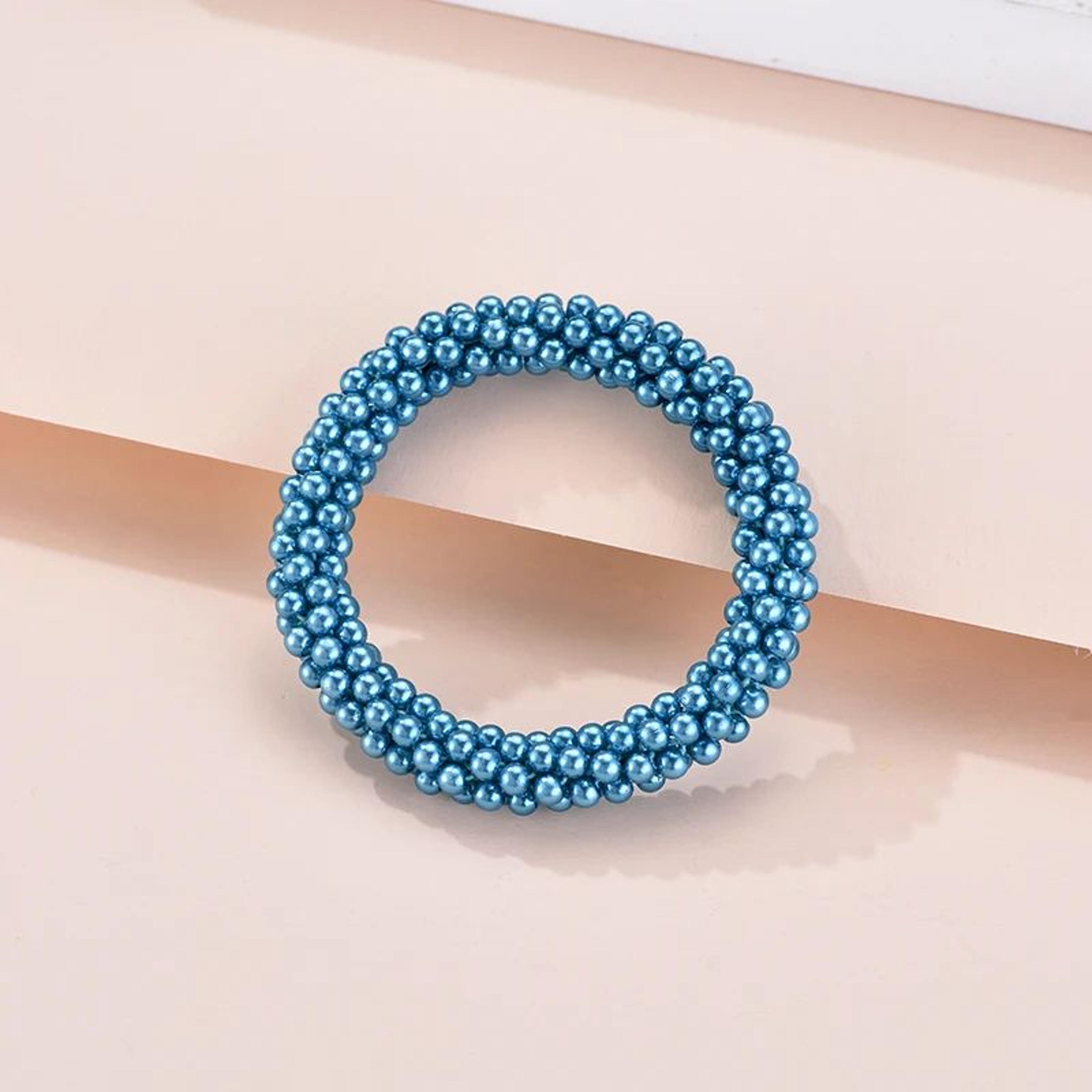 bohemian pearl stretch beaded bracelet – handmade vintage boho elastic bracelet for women