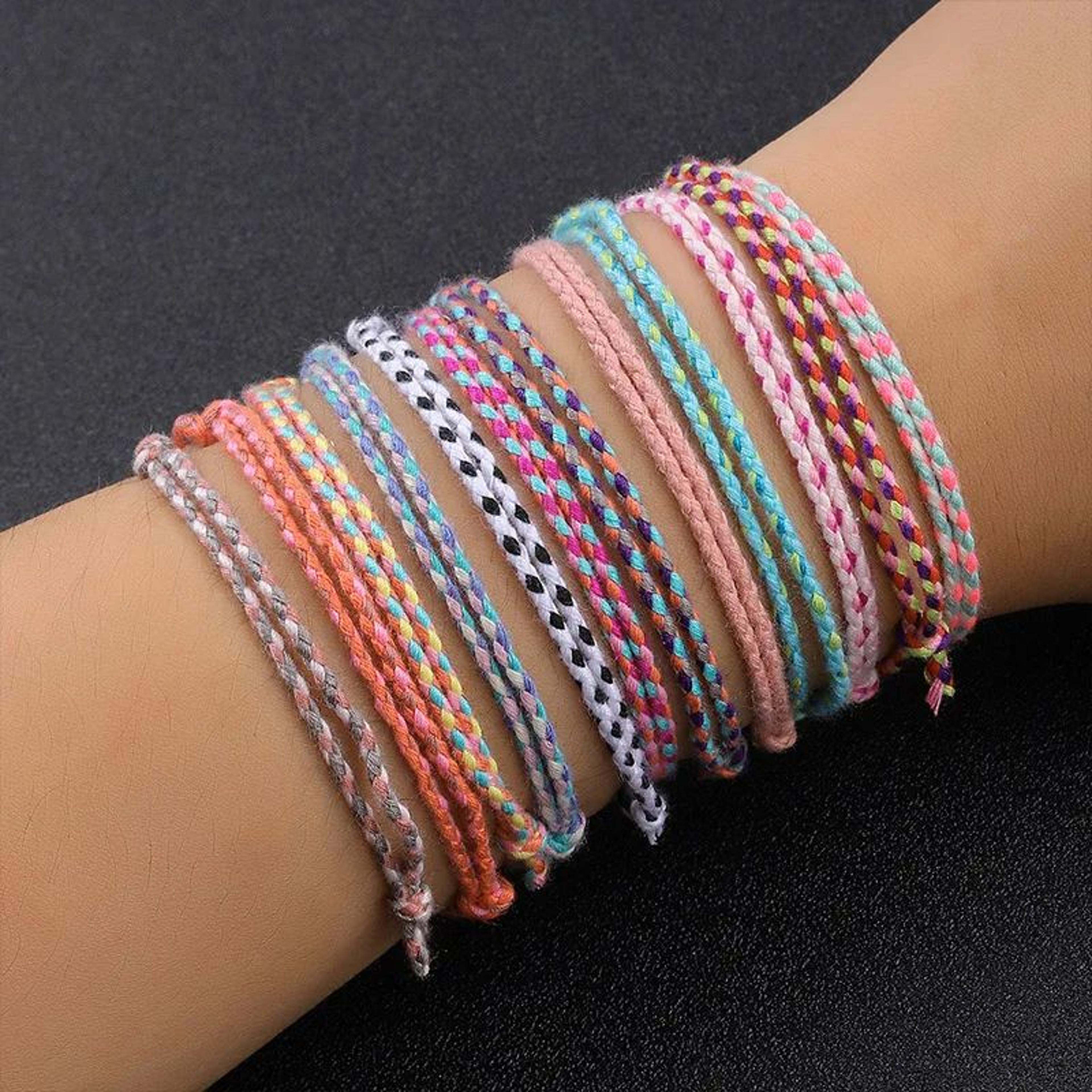 12pcs friendship wave bracelets – handwoven waterproof cotton rope adjustable bohemian surfer bracelets