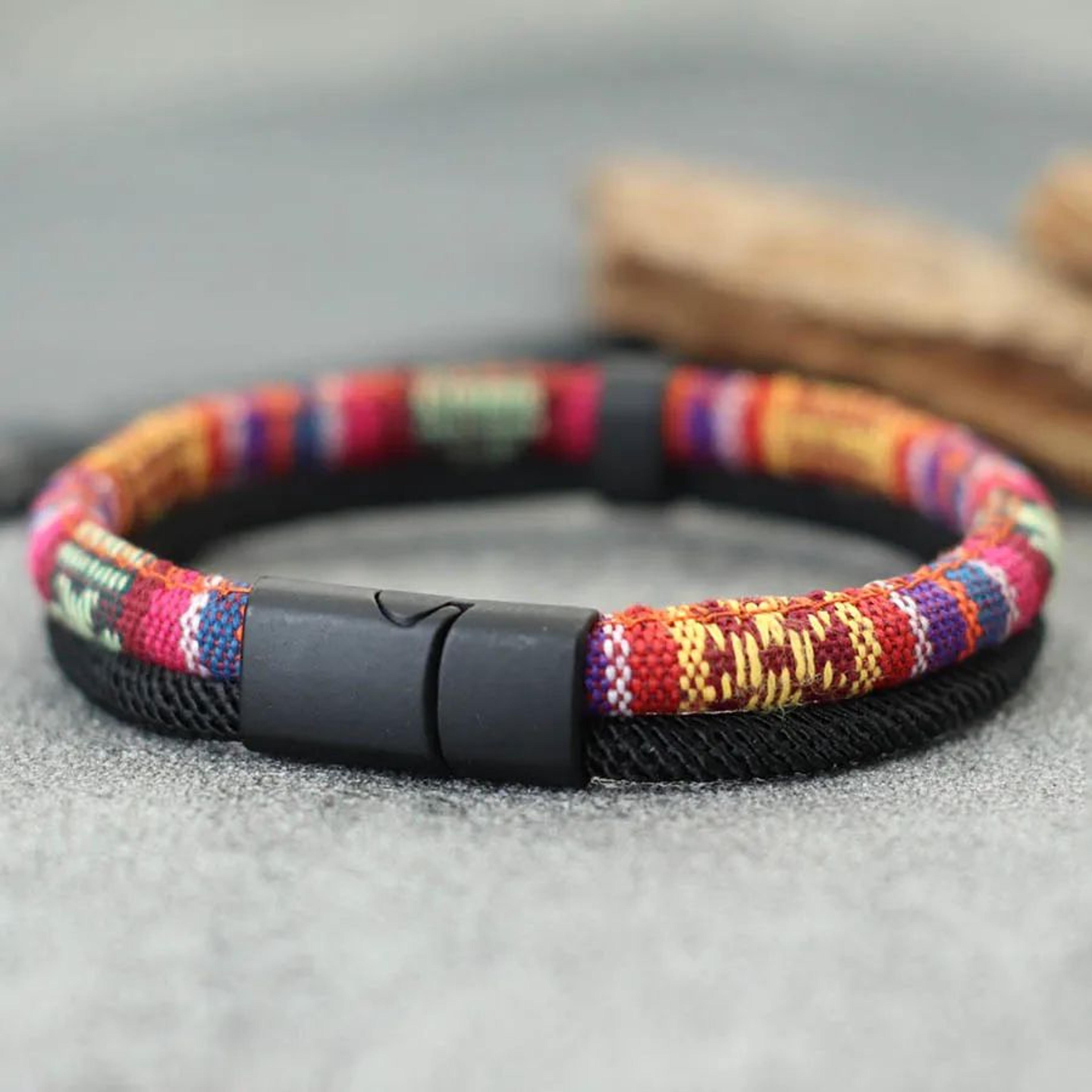 handmade tibetan rope bracelet – adjustable ethnic meditation yoga fabric bracelet for men