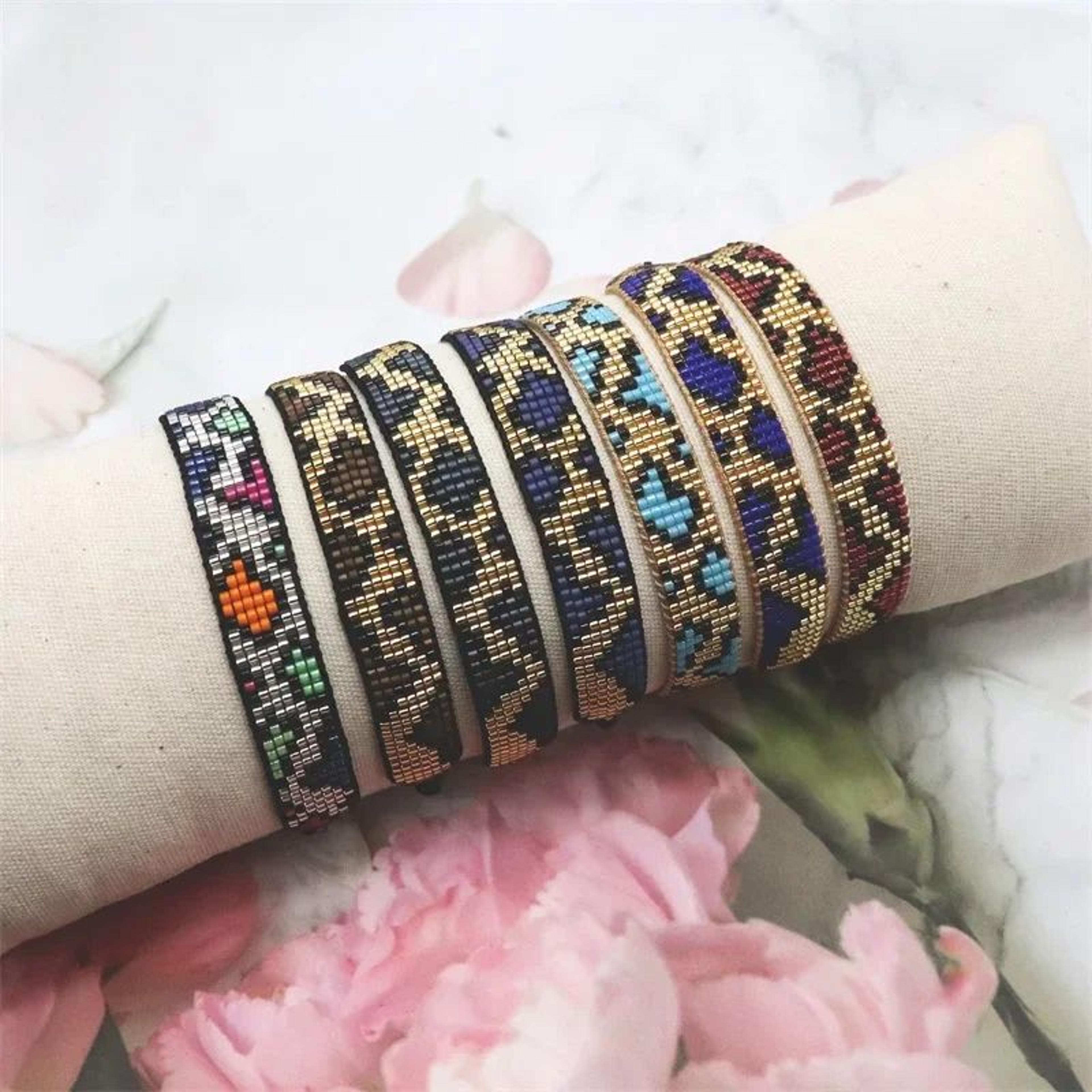 vintage leopard charm bracelet – handmade lace-up beaded bracelet for women