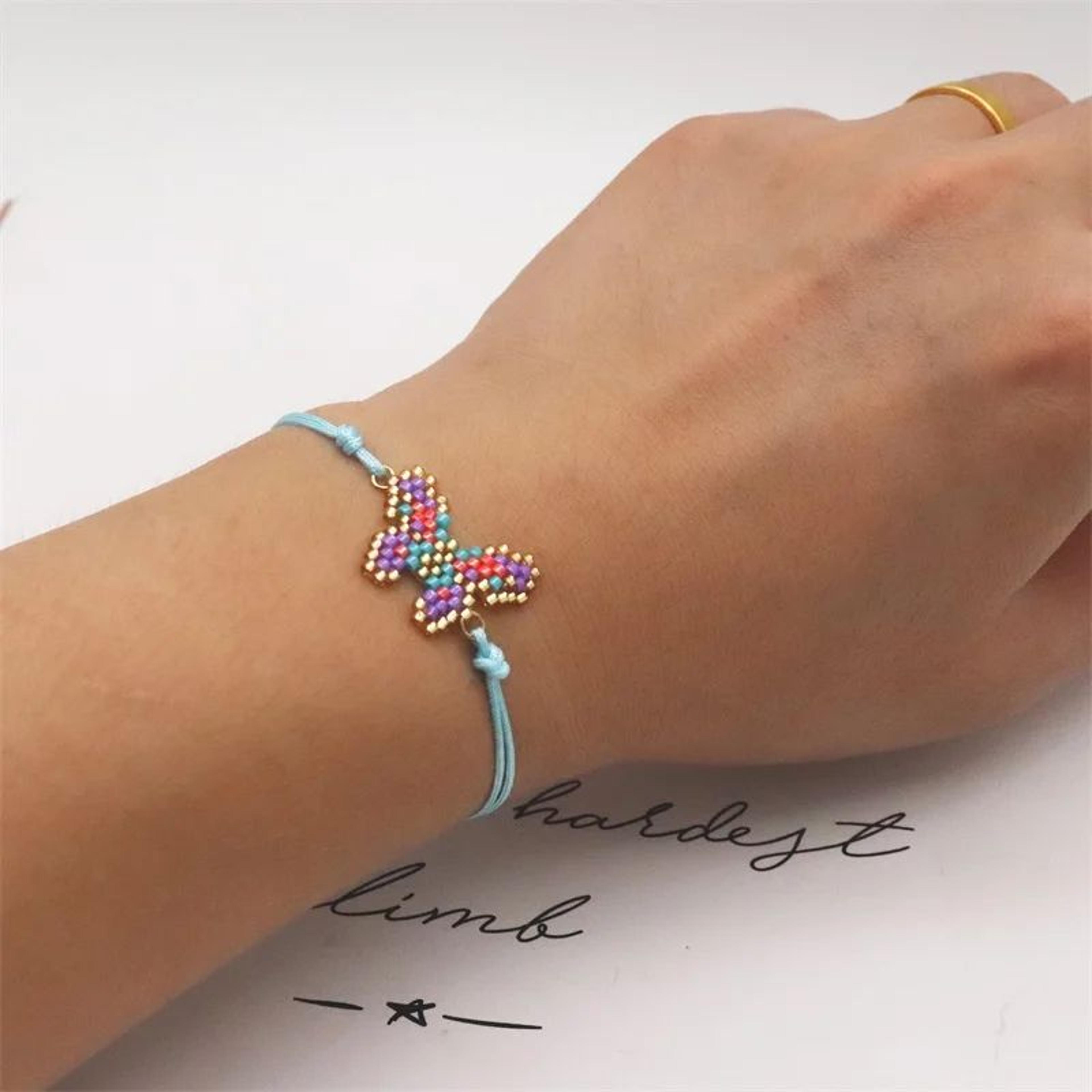 handmade miyuki butterfly beaded bracelet – adjustable boho friendship bracelet for women