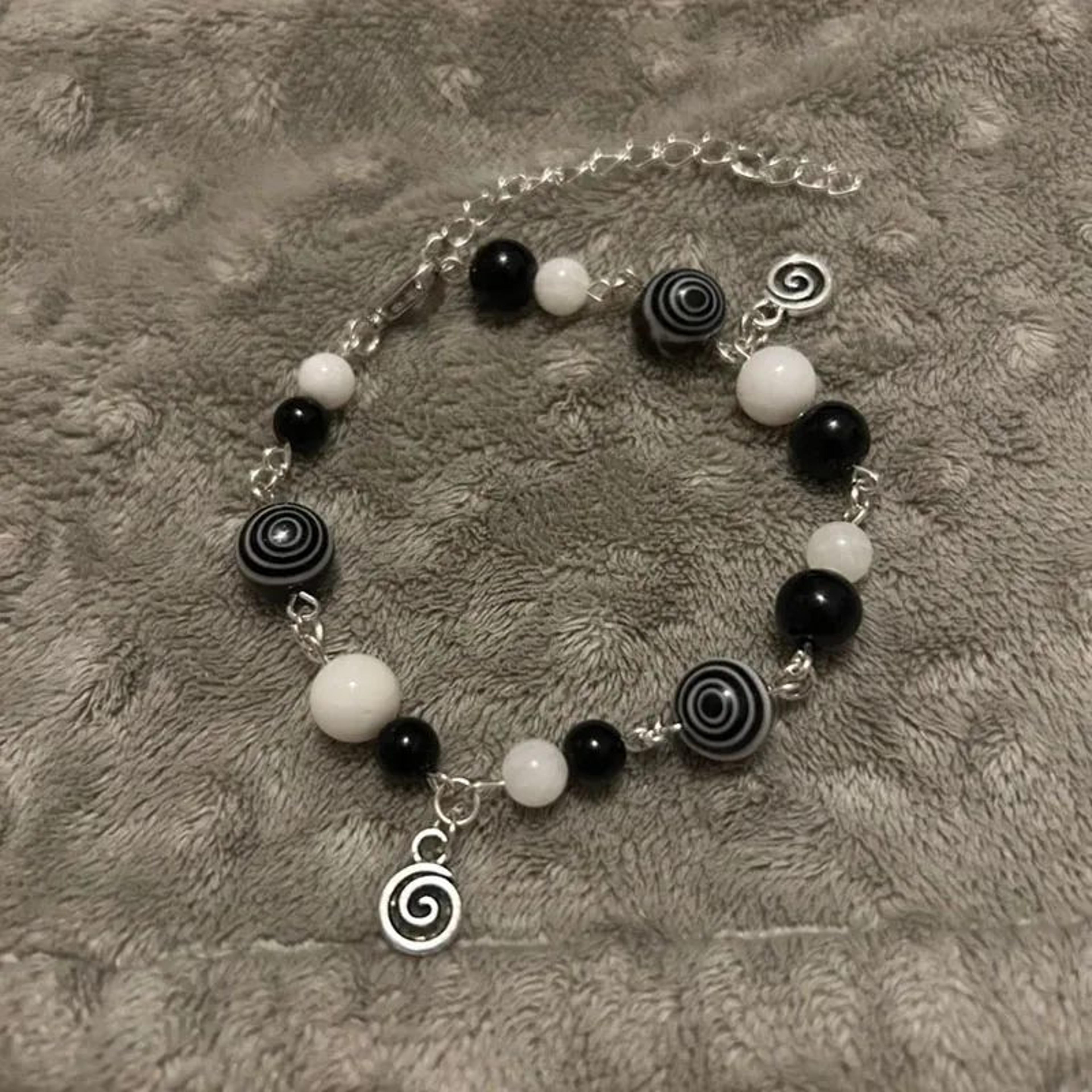 uzumaki junji ito inspired handmade charm bracelet – anime-inspired adjustable fashion jewelry