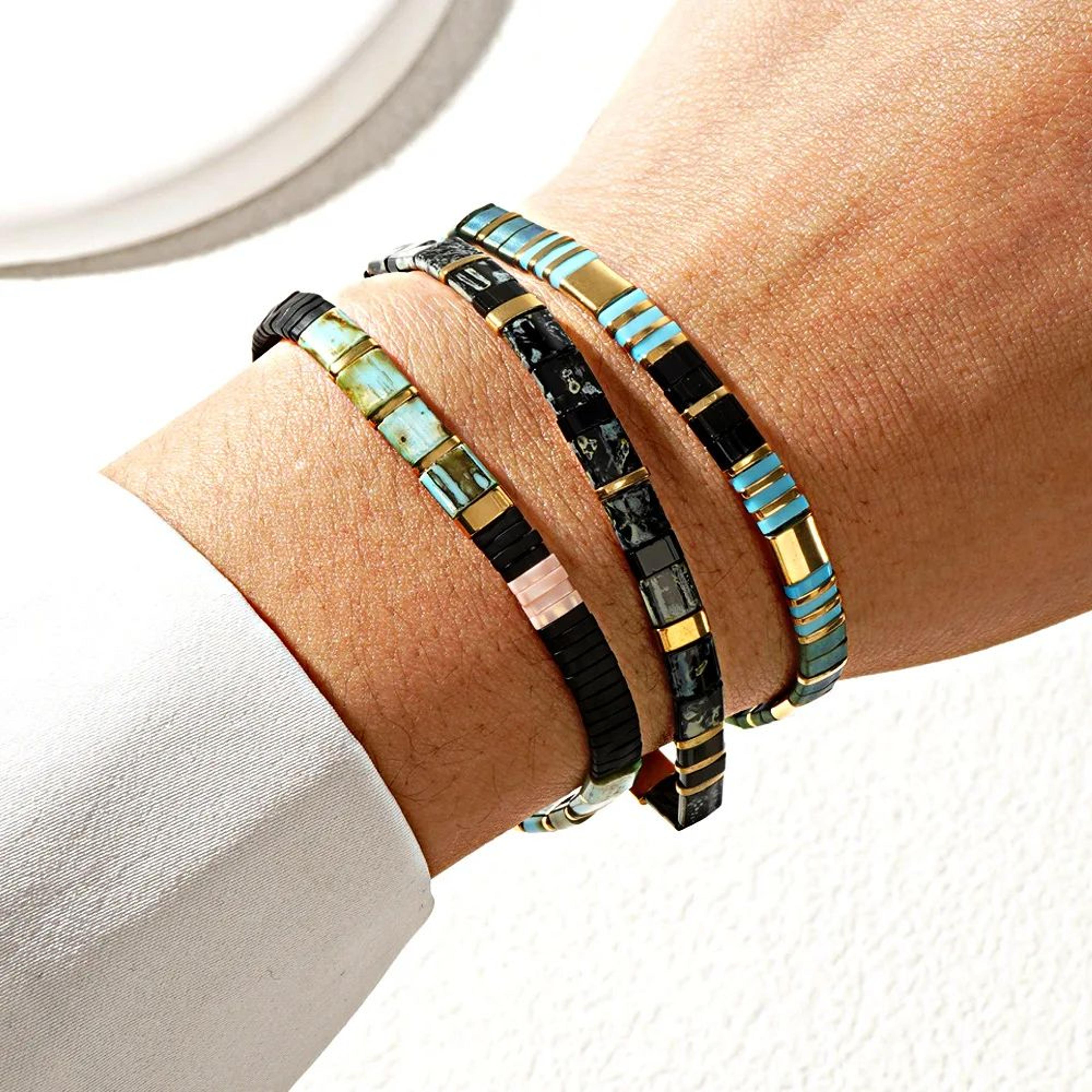 3pcs bohemian tila bead bracelet set – layered retro stackable bracelets for women