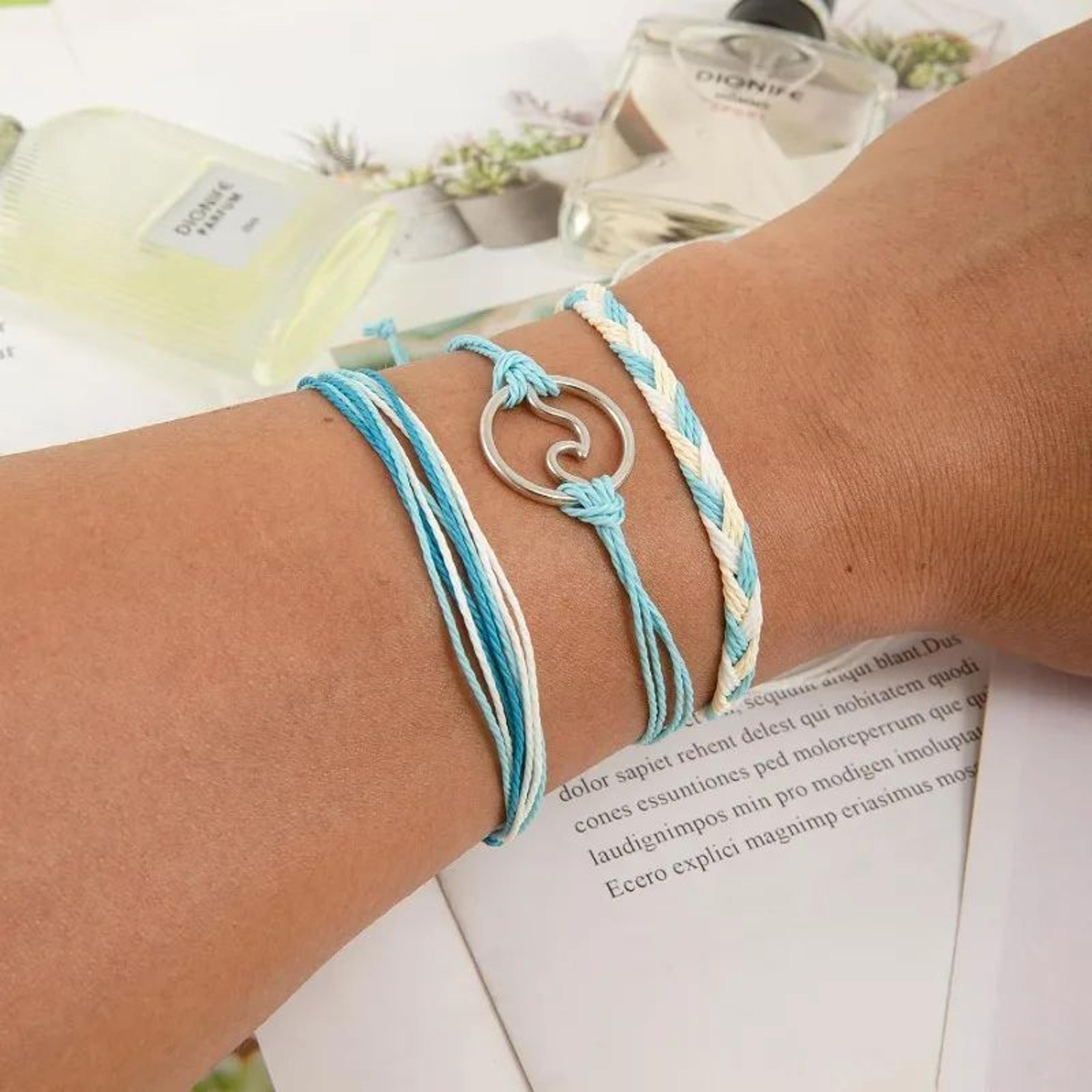 9pcs surfer wave friendship bracelets – waterproof boho braided beach bracelet set for women & teen girls