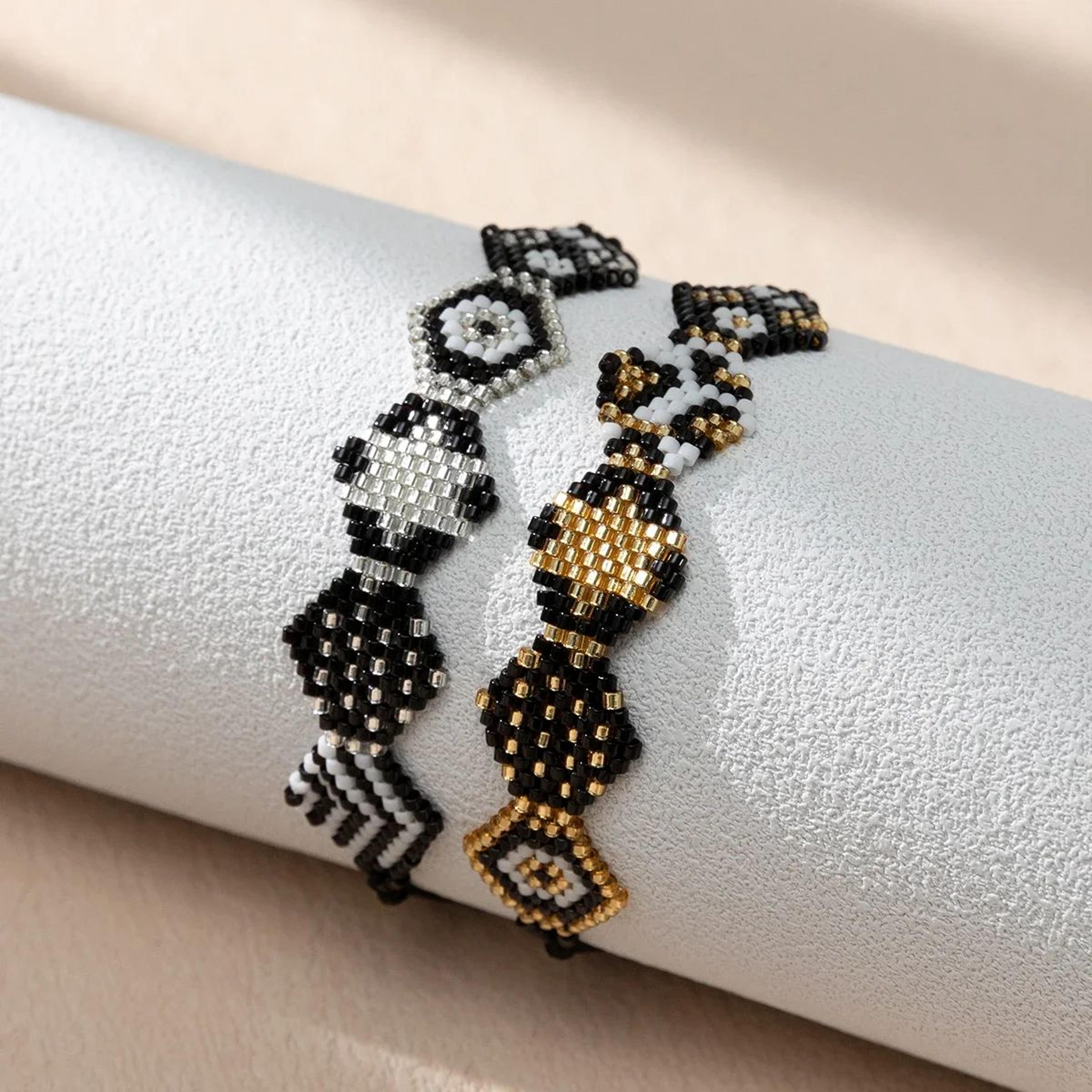 handmade miyuki star beaded bracelet – adjustable woven fashion bracelet for women