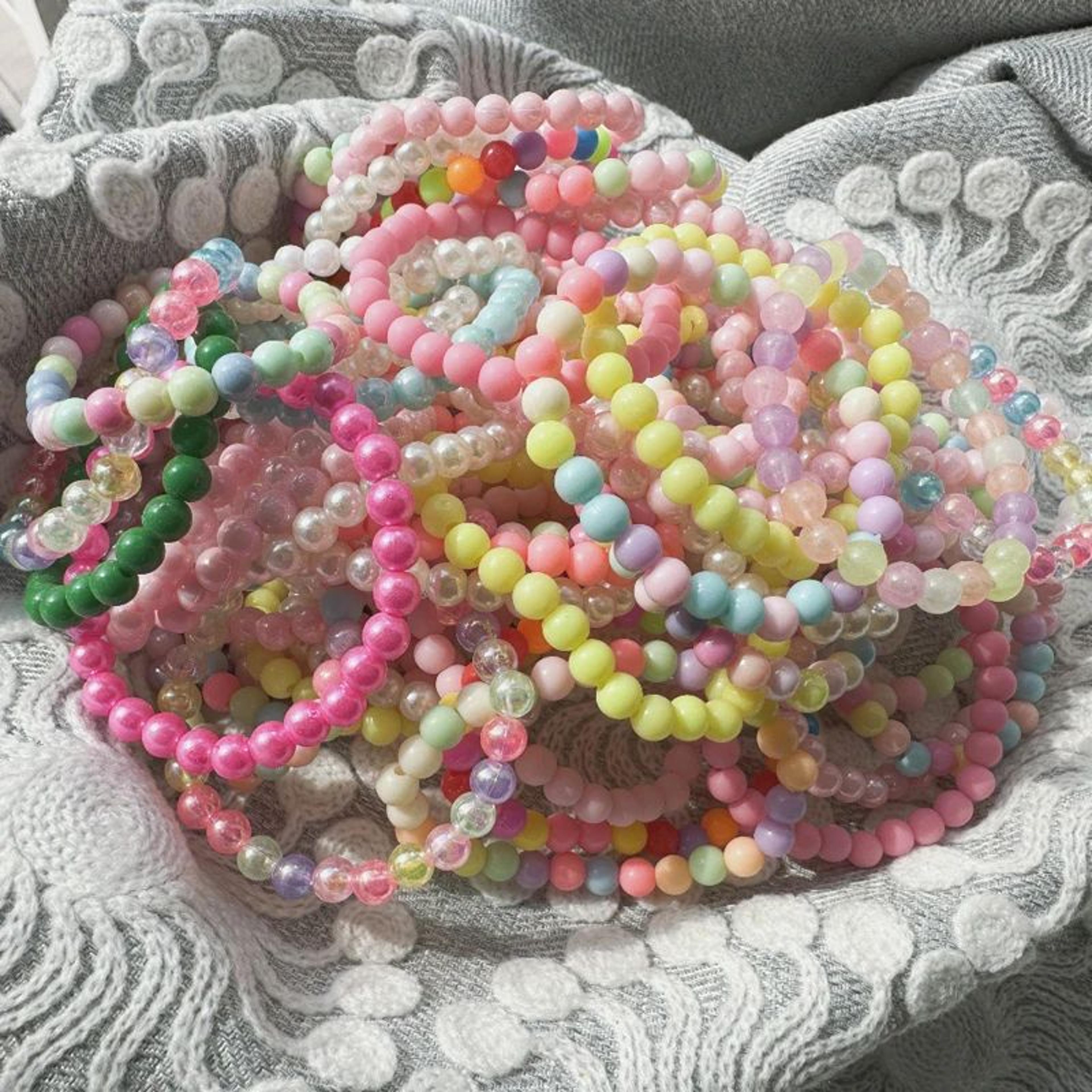 colorful macaron beaded bracelet set – kids girls party favor bracelets, birthday goodie bag & pinata filler gifts