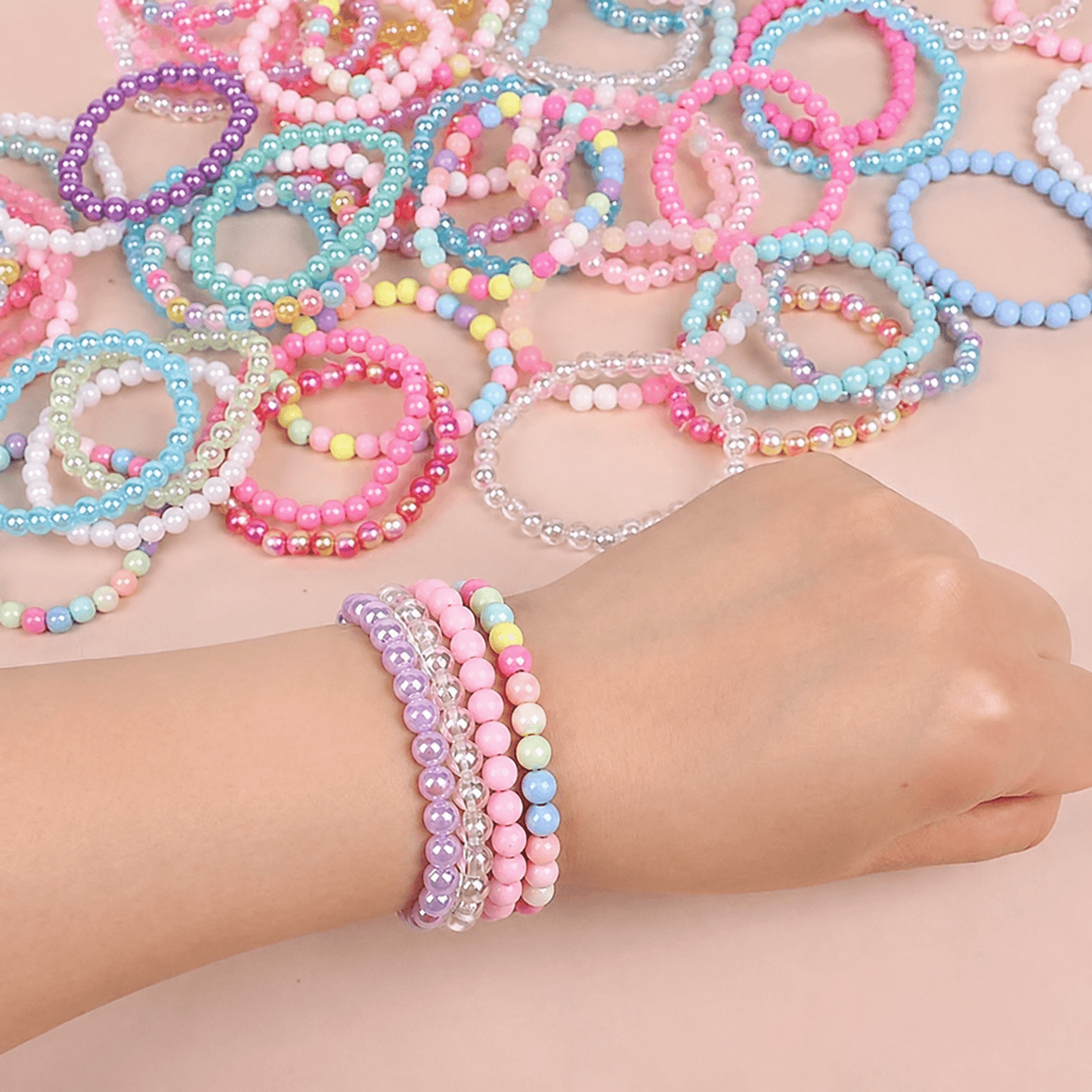colorful beaded kids bracelet set – party favor bracelets, birthday goodie bag fillers & wedding guest gifts