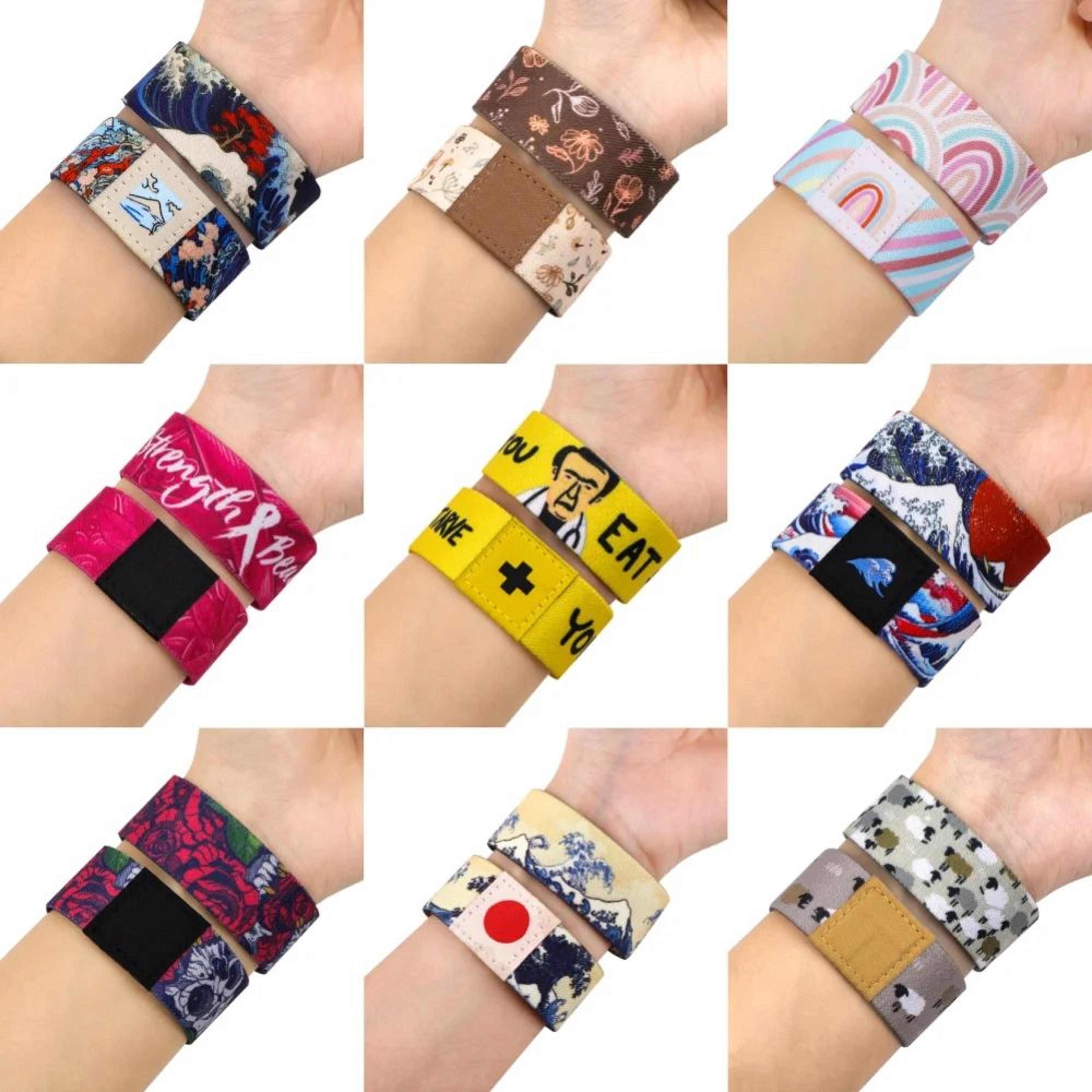 flower elastic wristband bracelet – floral sport armband, stretch fabric bangle for women & men