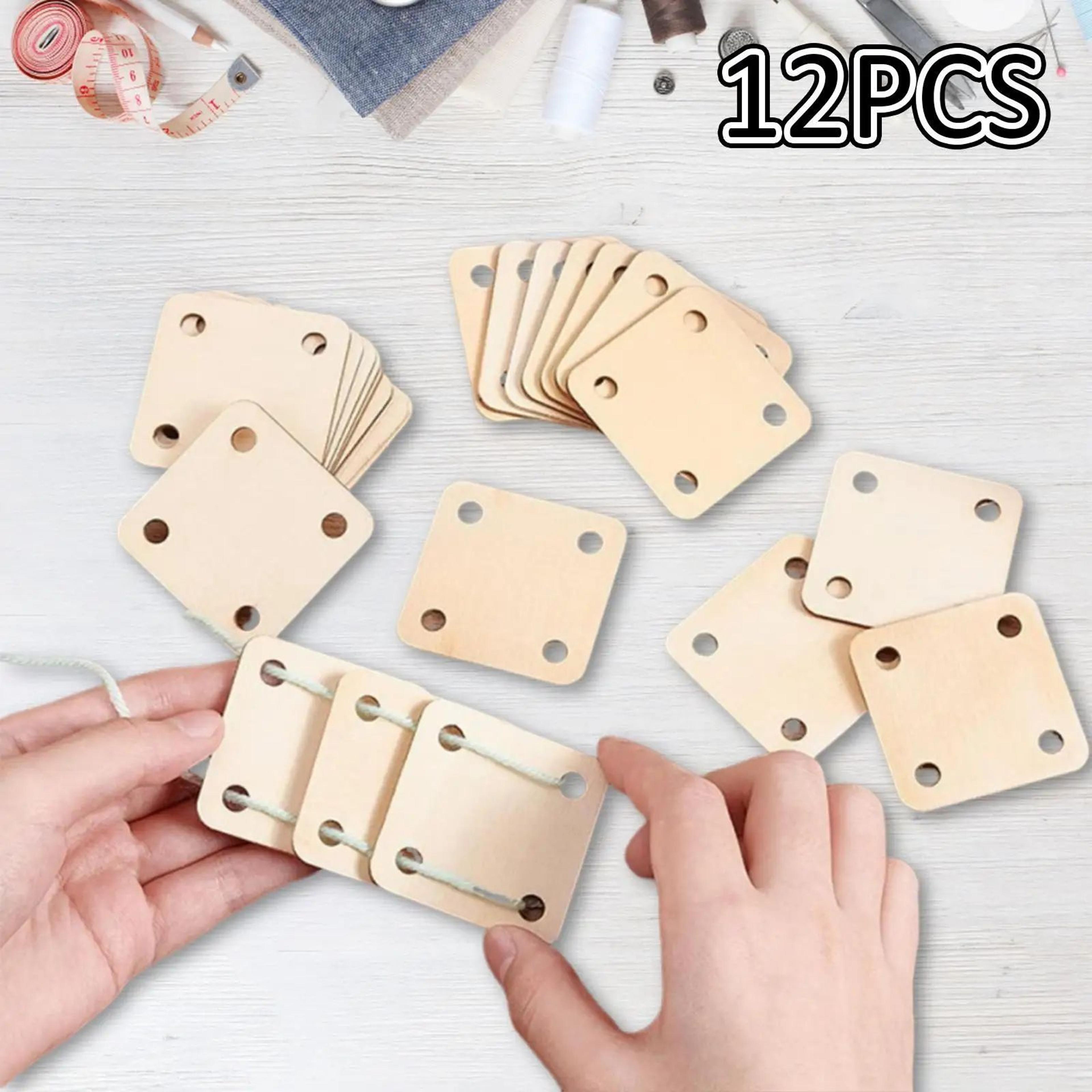 wooden tablet weaving cards set – 2 x 2 in blank knitting loom cards for tapestry, scarf, hat & diy weaving crafts