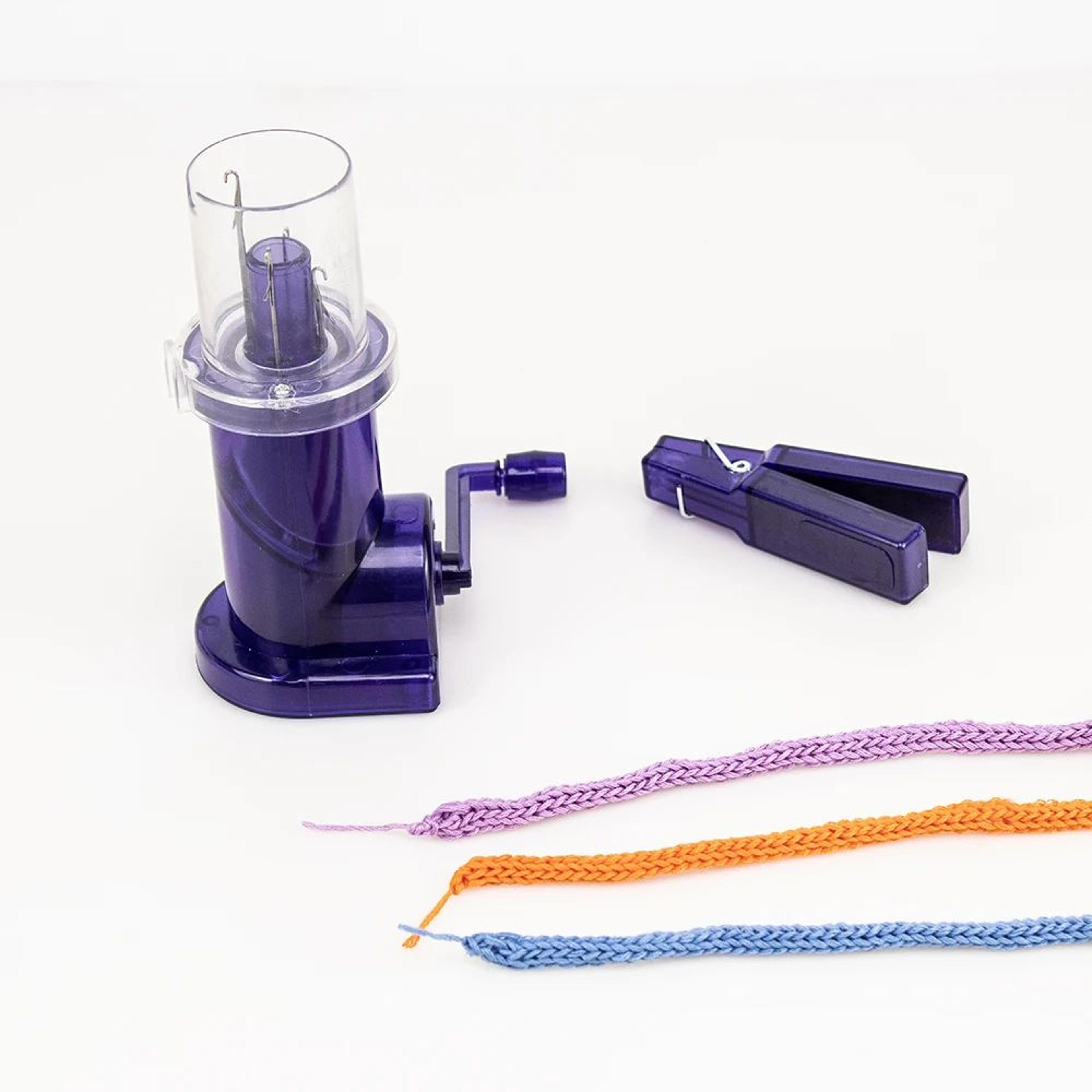 portable hand knitting machine with hand crank – diy i-cord knit loom for sweaters, scarves, bracelets & craft projects