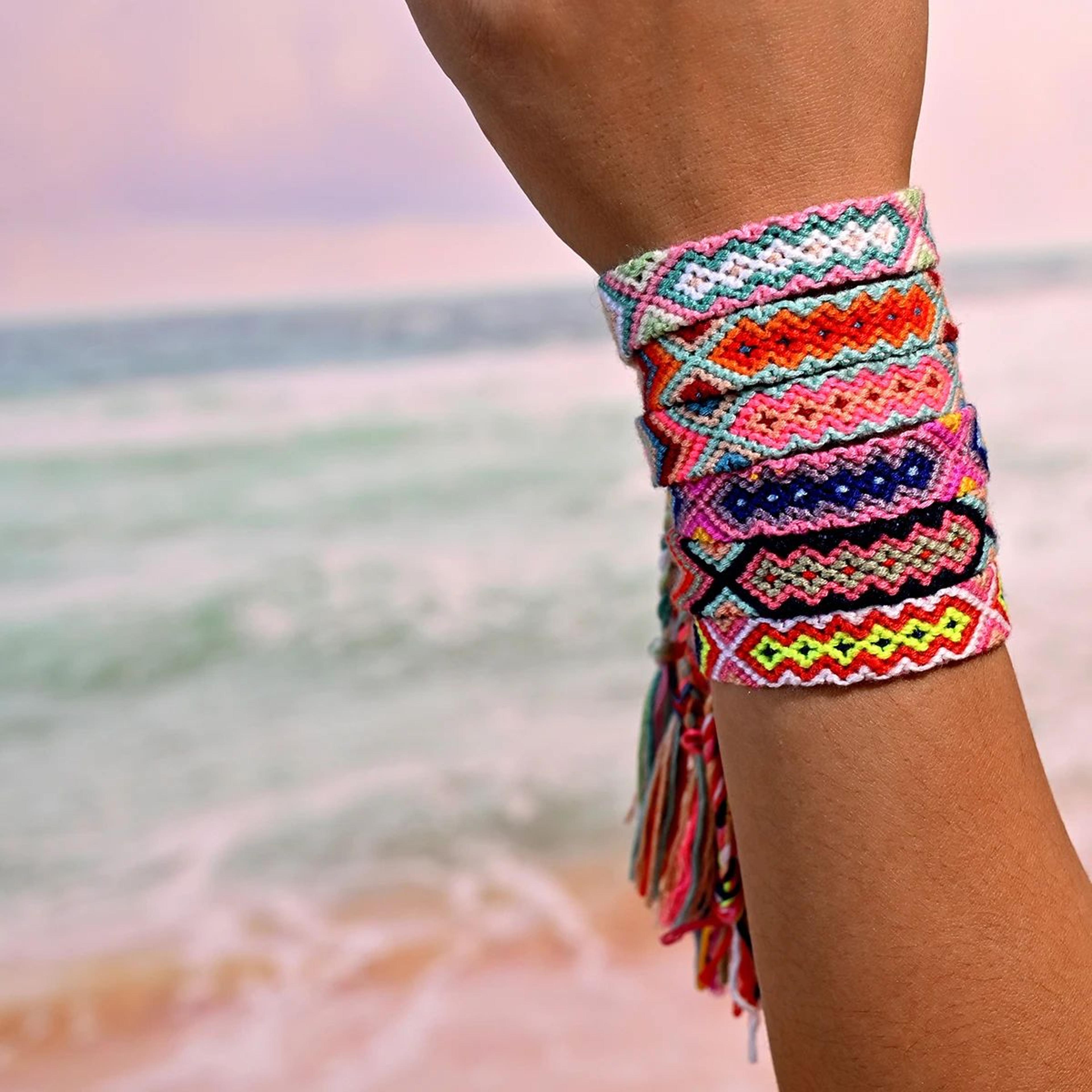 handmade bohemian rope weave friendship bracelet – adjustable wax rope beach bracelet for women