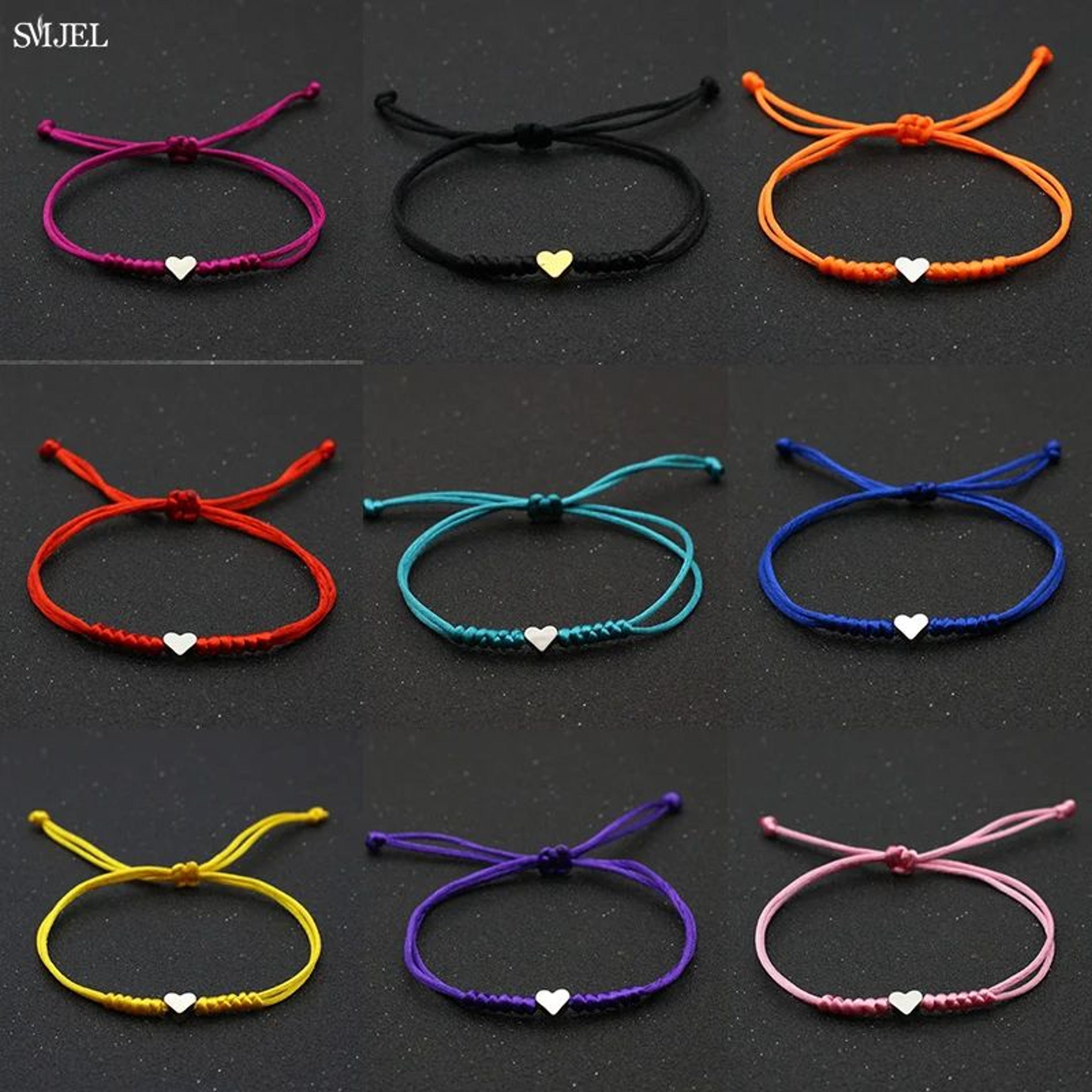 lucky tibetan love heart string bracelet – handmade woven rope adjustable bracelet for women & girls