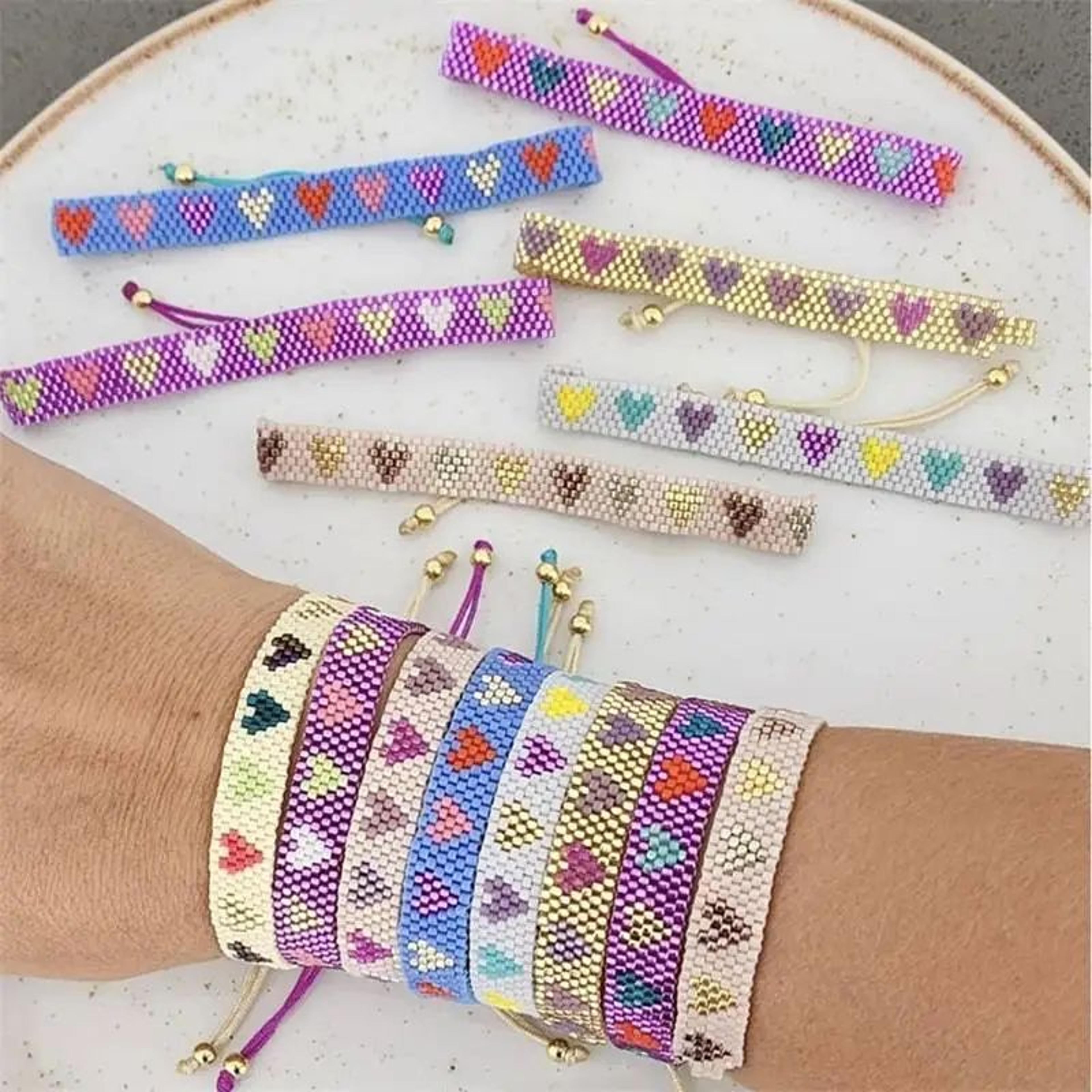 handmade miyuki heart beaded bracelet – adjustable friendship boho bracelet for women & couples