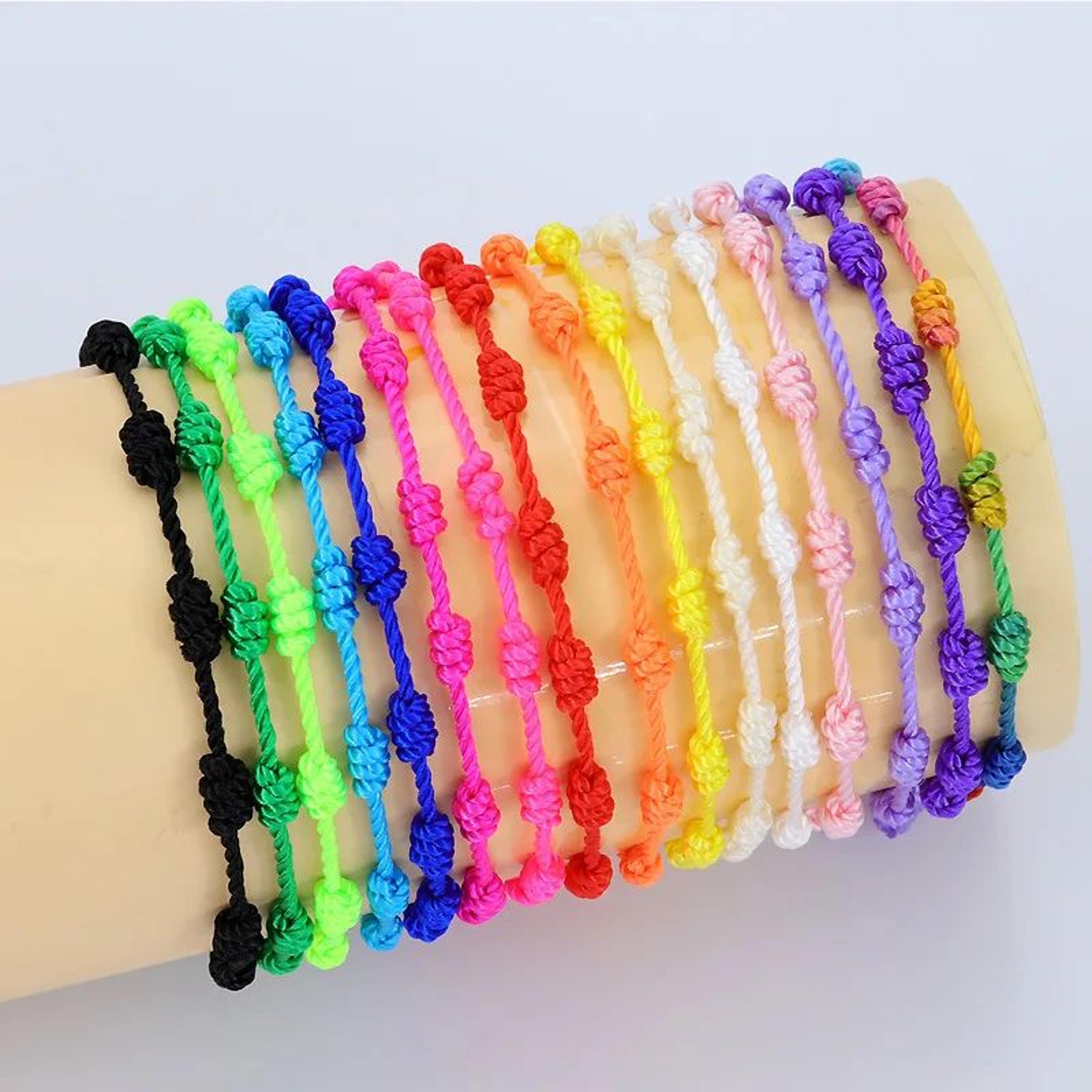 2pcs handmade lucky knot friendship bracelets – adjustable colorful string beach surf bracelets for women & girls