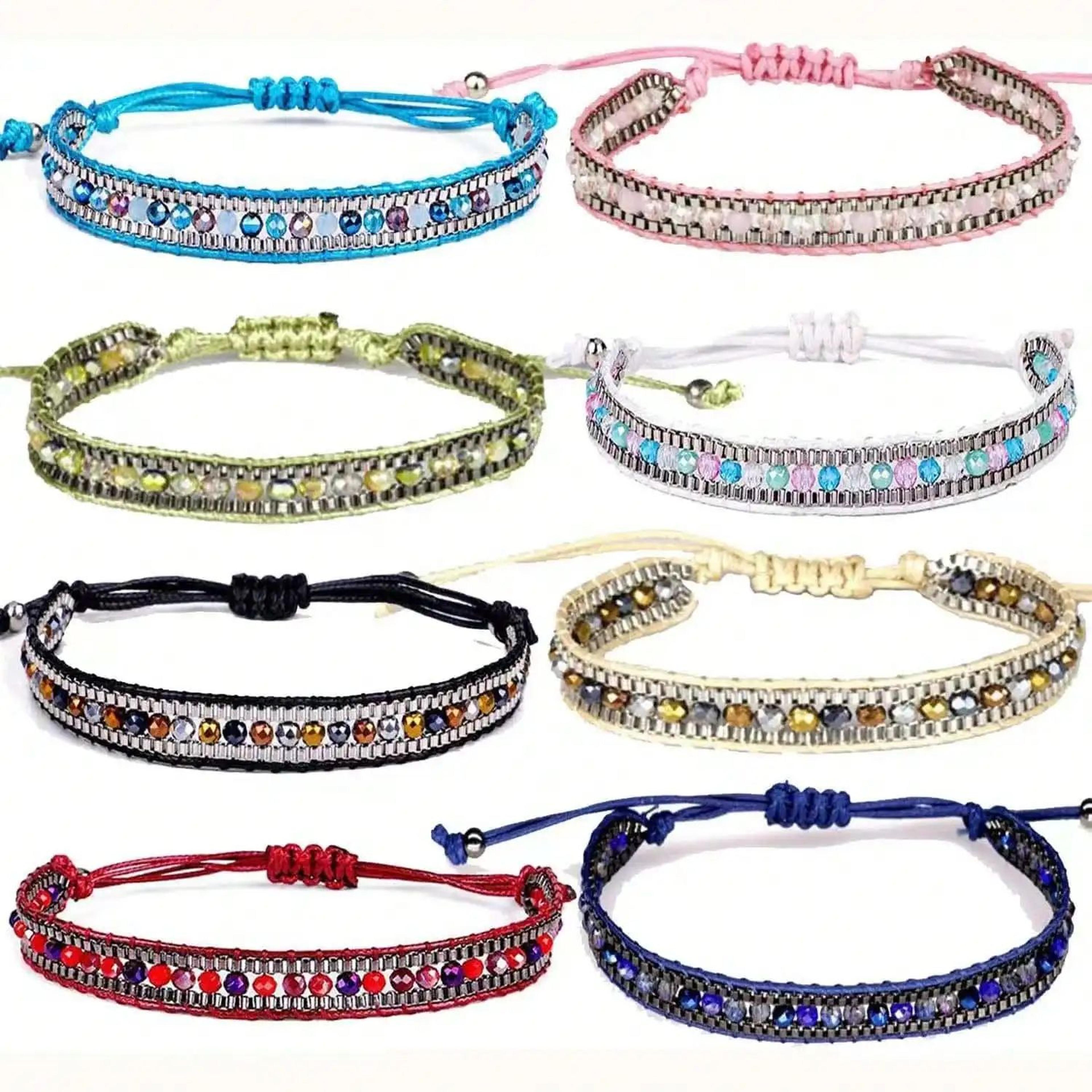 bohemian miyuki glass seed beads bracelet – handmade adjustable waxed cord boho bracelet for women
