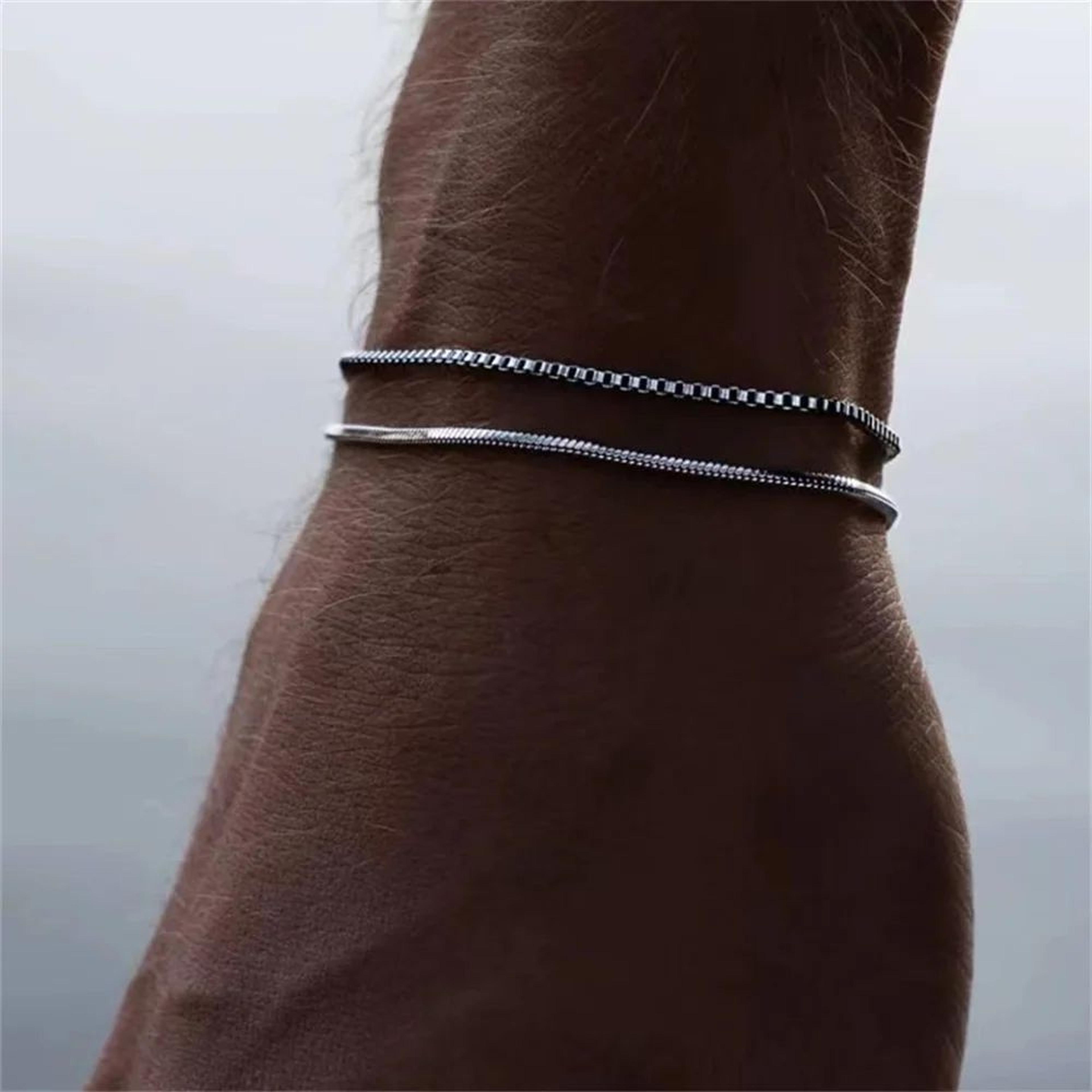 stainless steel snake chain bracelet – 18.5 cm gold tone retro link bracelet for women & men