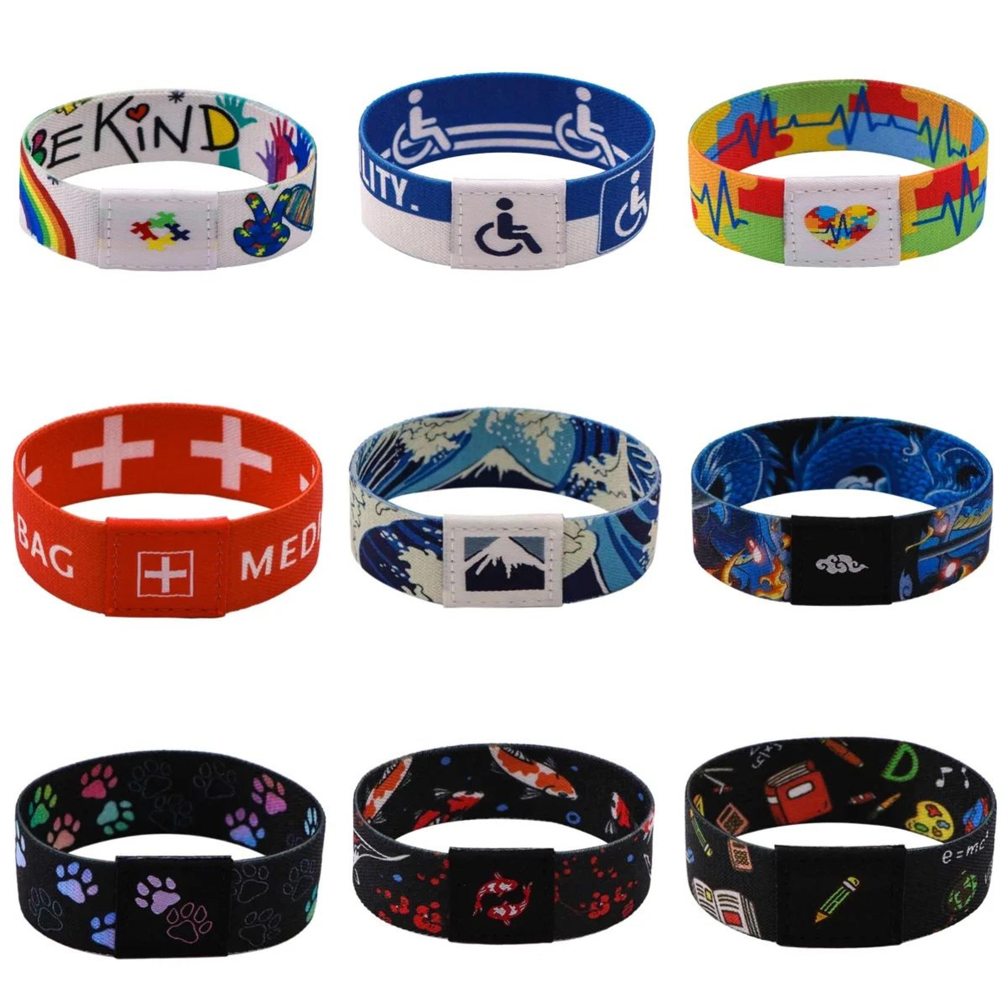 medical alert awareness bracelet – elastic koi sport wristband for women & men, doctor nurse gift
