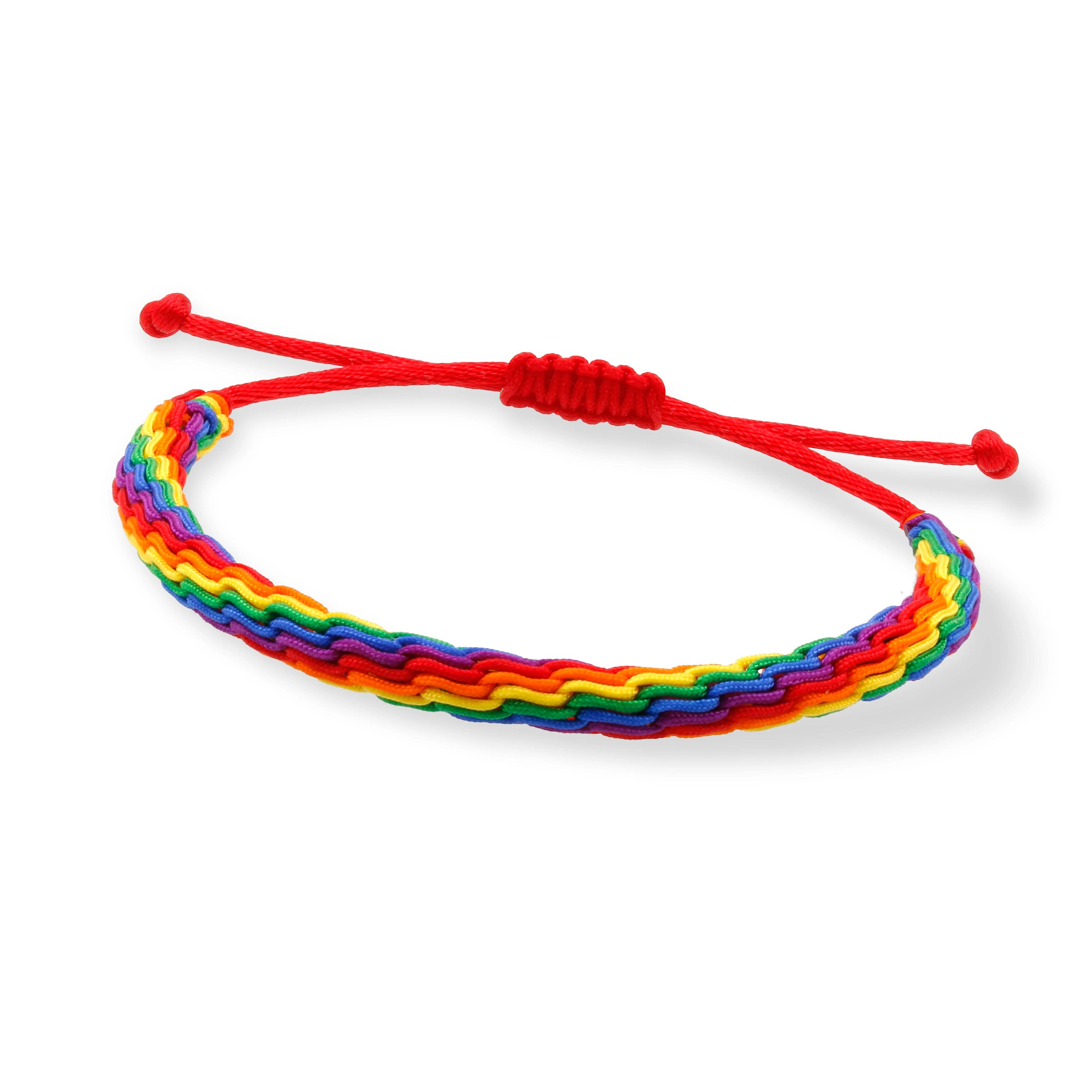 handmade rainbow thread friendship bracelet – adjustable multicolor woven red string bracelet for women