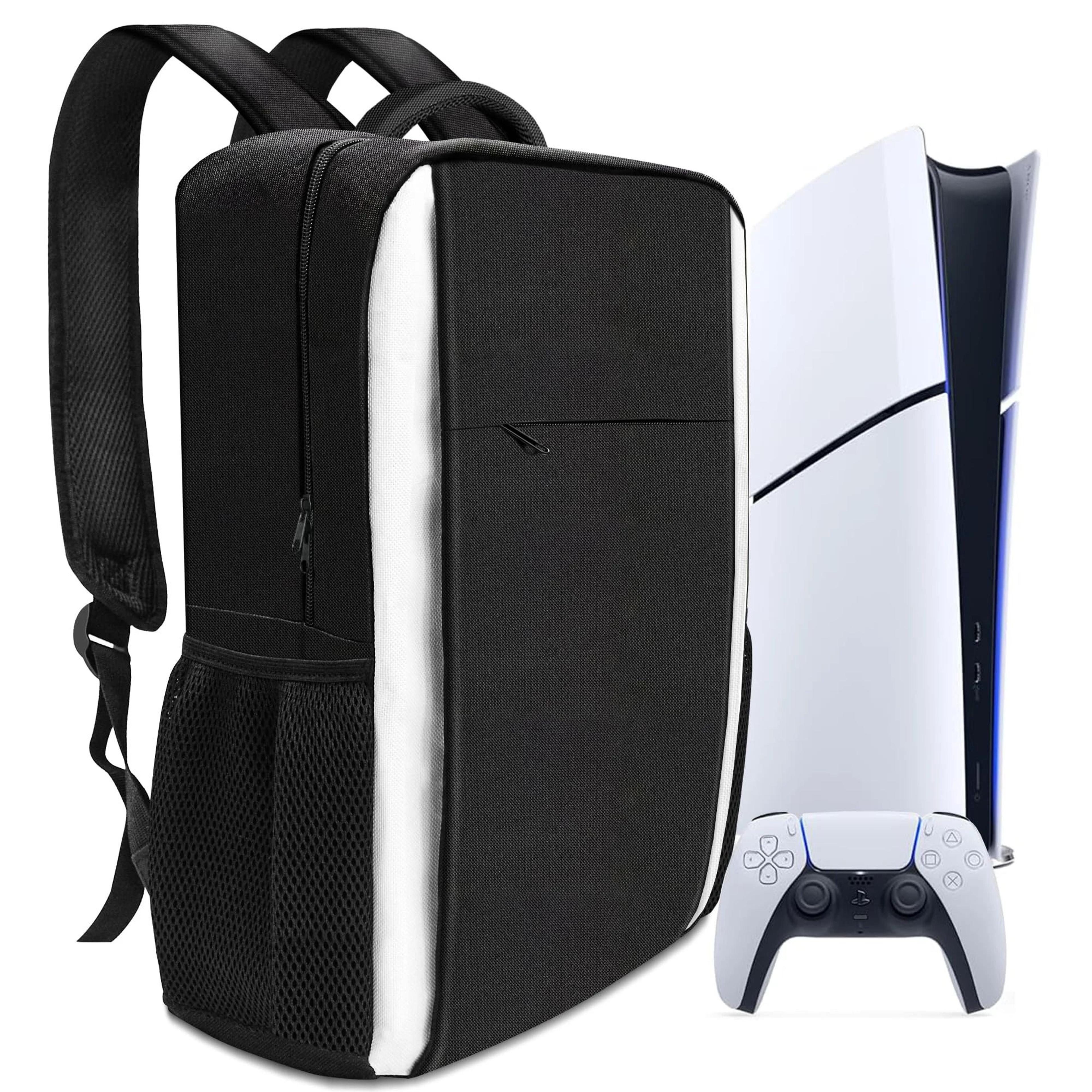 ps5 console backpack carrying case – large capacity travel storage bag for dual controllers & gaming accessories