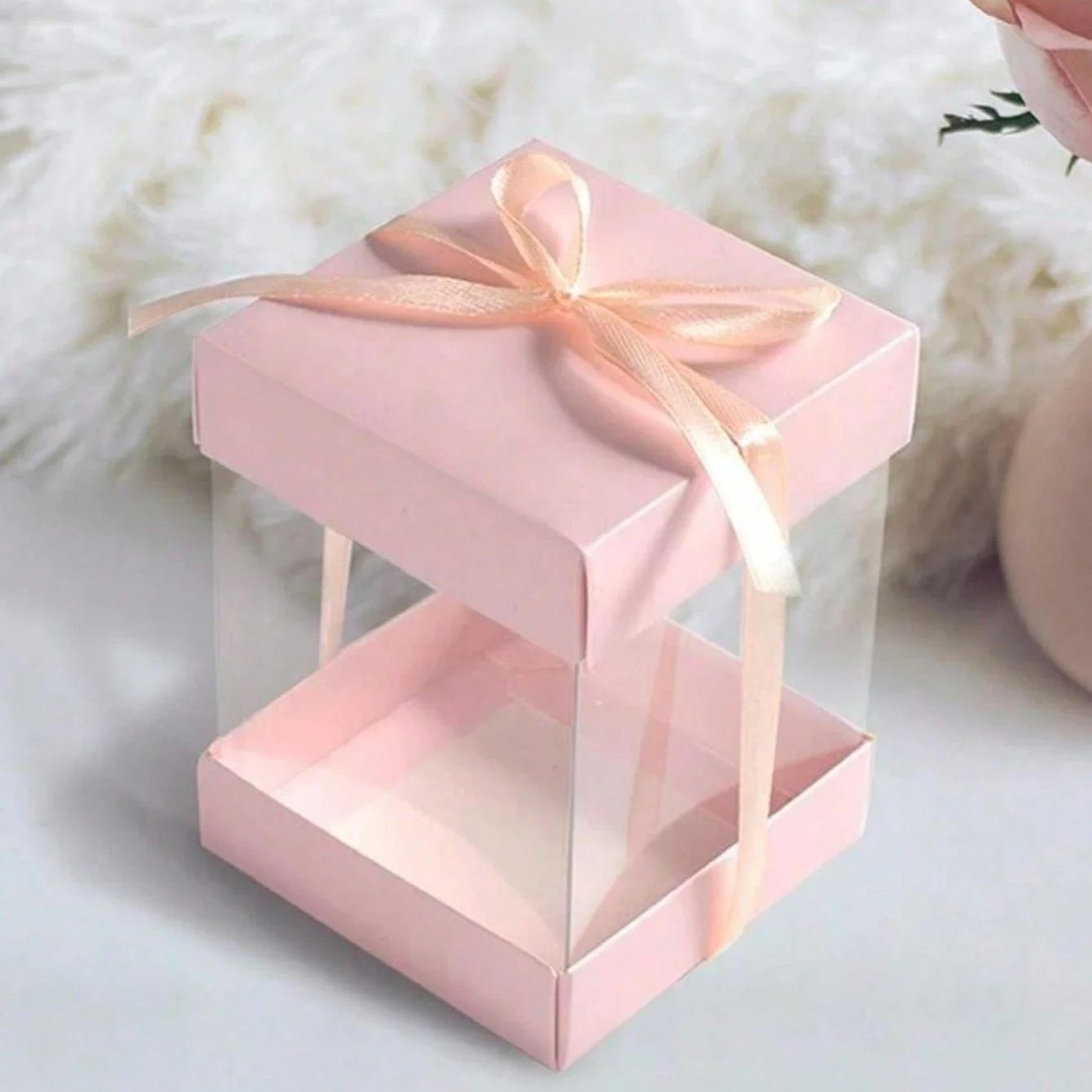 10pcs clear pet gift boxes with gold ribbon – luxury jewelry packaging boxes for weddings, valentine's day & special gif