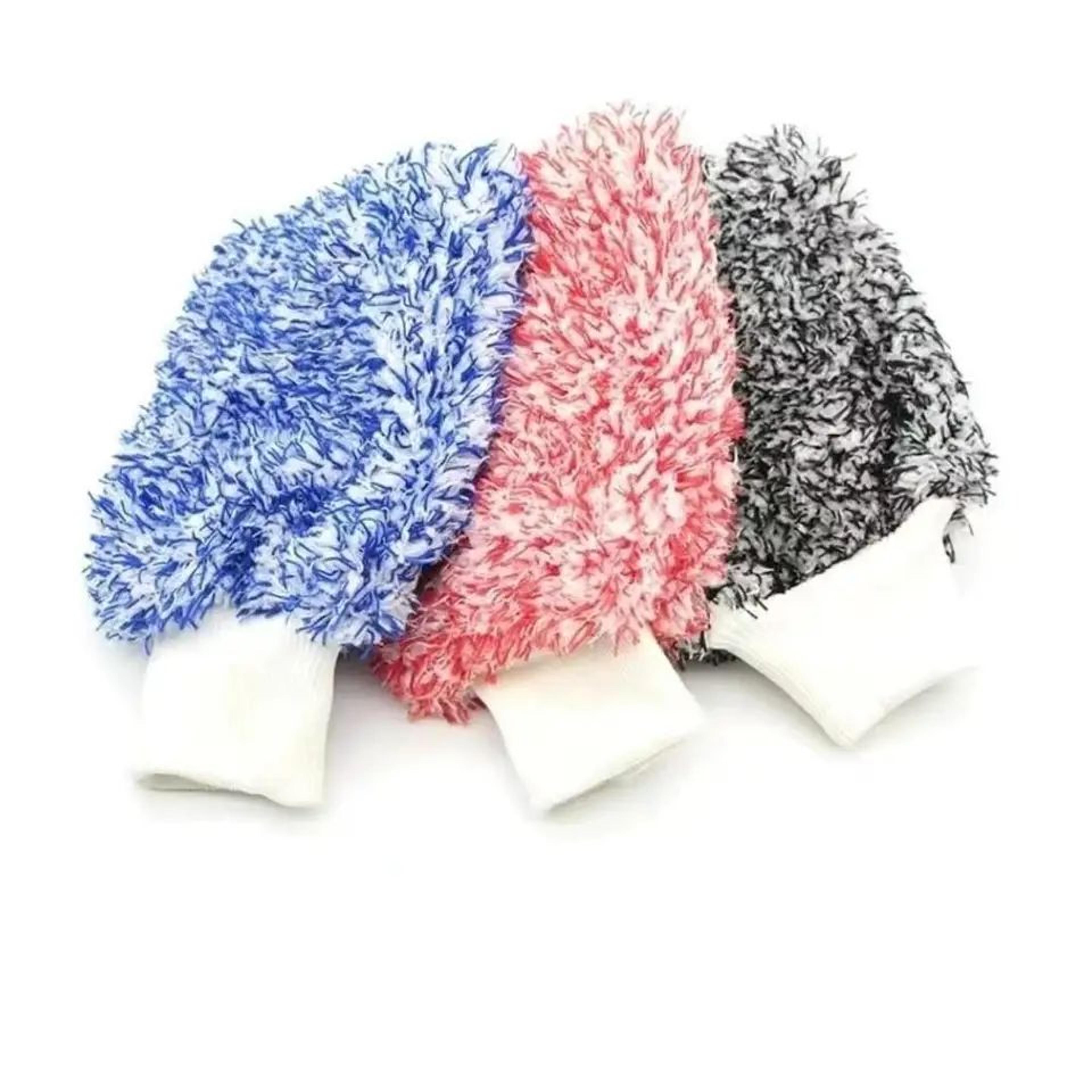 3pcs ultra-fine microfiber car wash gloves – thick absorbent cleaning mitts for auto detailing & car care