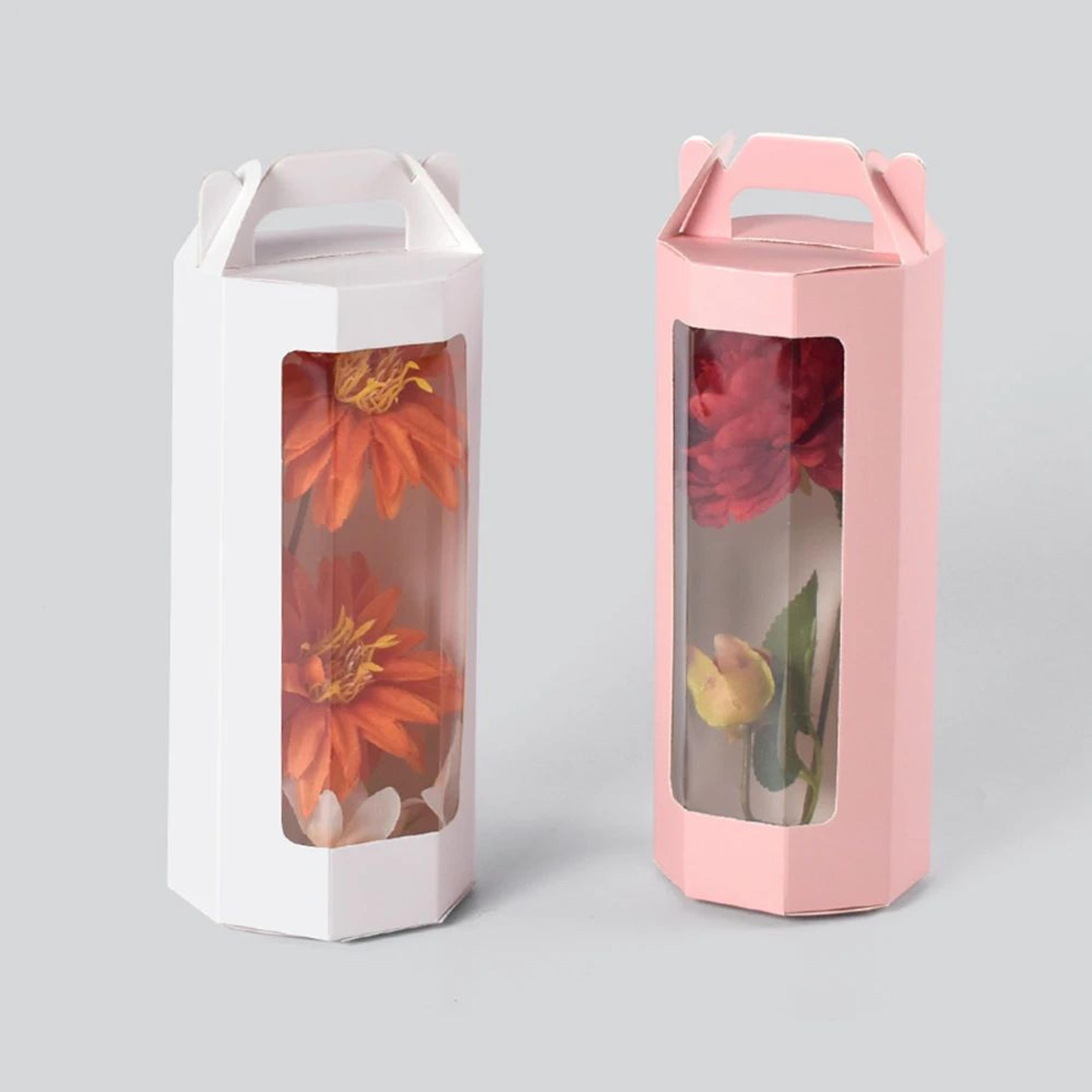 10pcs octagonal transparent window gift boxes – paper flower gift packaging boxes for birthday party favors & gift