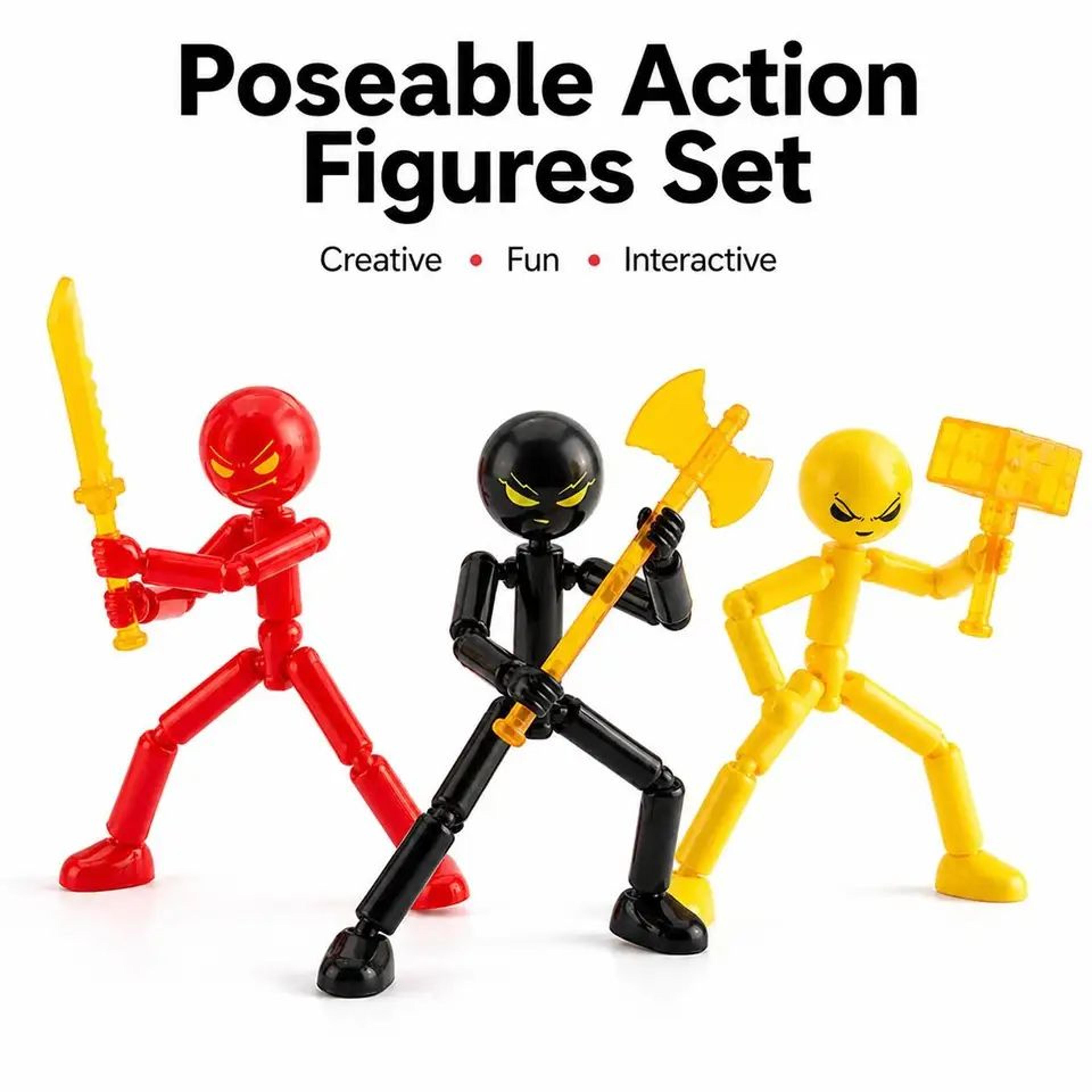 poseable stickman action figures set – flexible diy bendable toys for kids & creative play