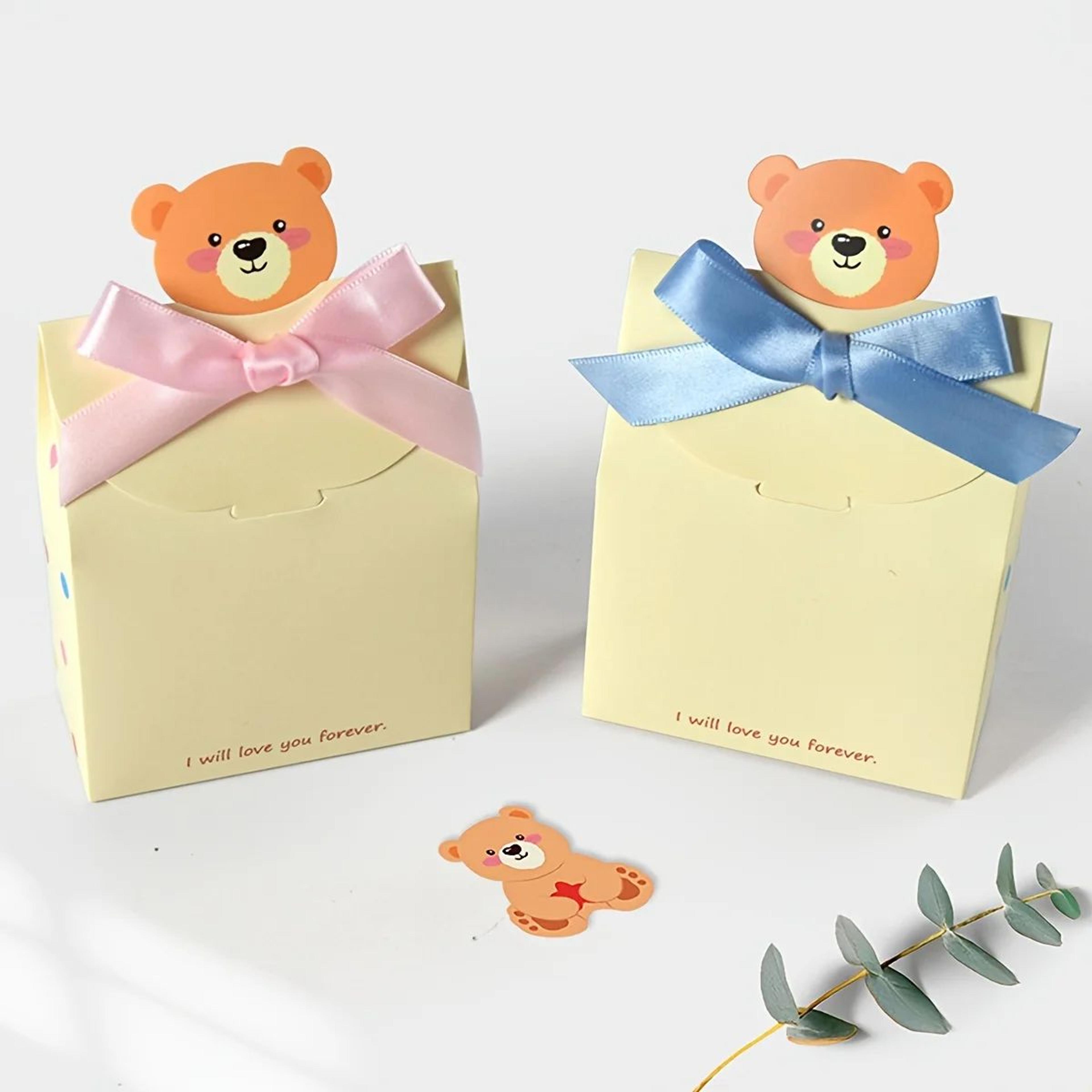 10pcsc cartoon bear foldable gift box set – cute paper favor boxes for weddings, gender reveal, birthdays & party gifts