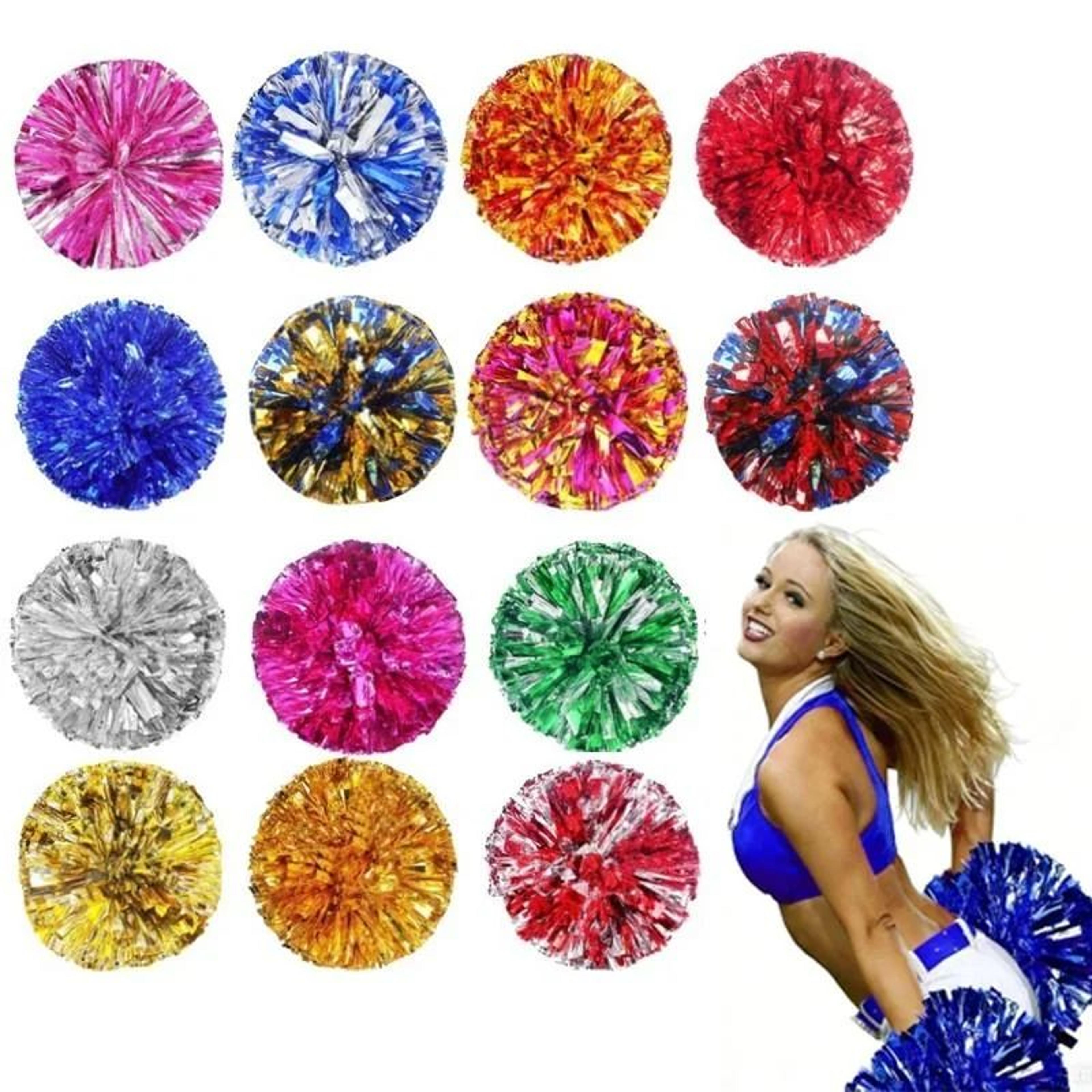 blue & silver cheer pom poms – lightweight high-index plastic cheerleading pom poms for sports, dance & parties