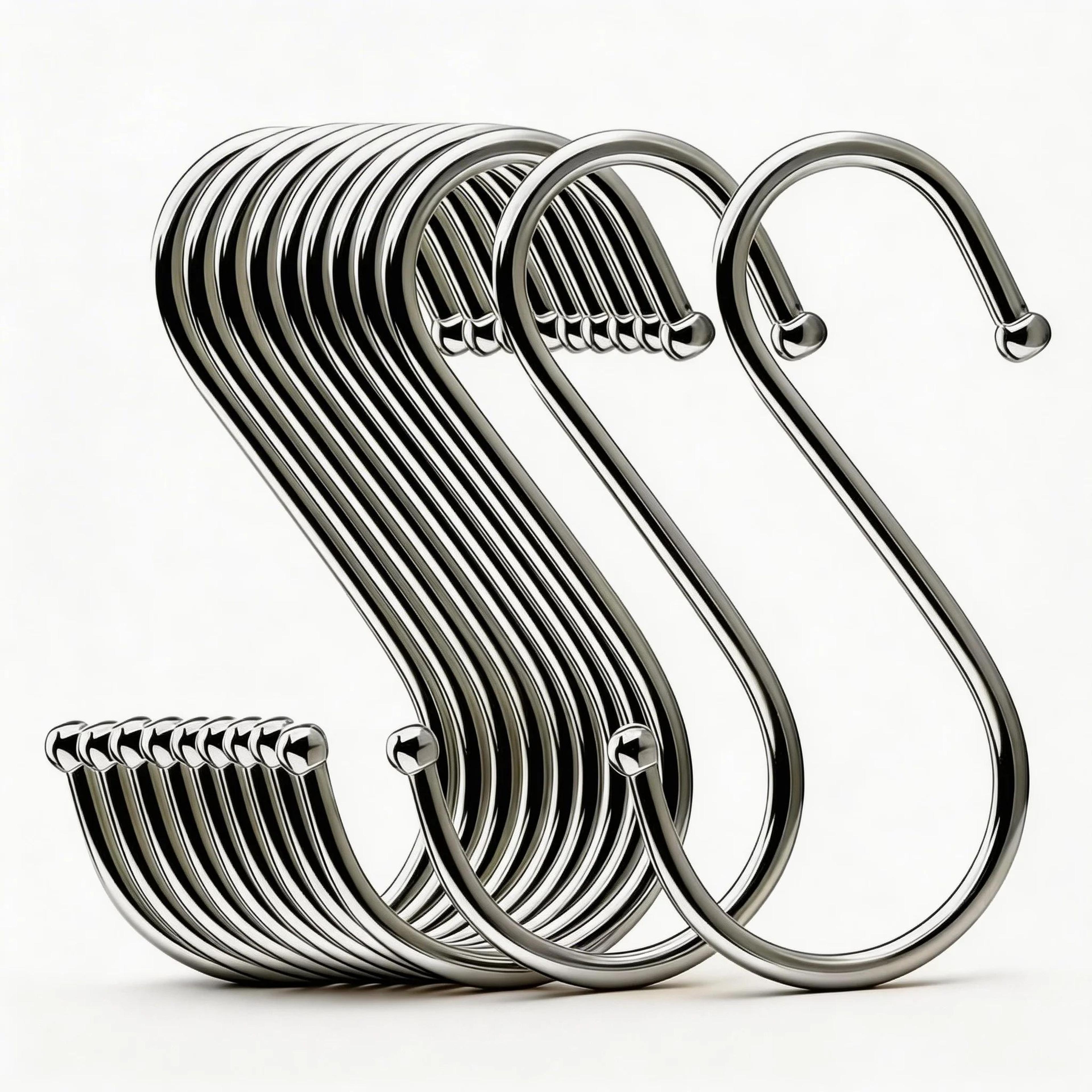 carbon steel s-shaped hooks – 4.7 in heavy duty hanging hooks for kitchen, bathroom, closet, garden & storage organizat