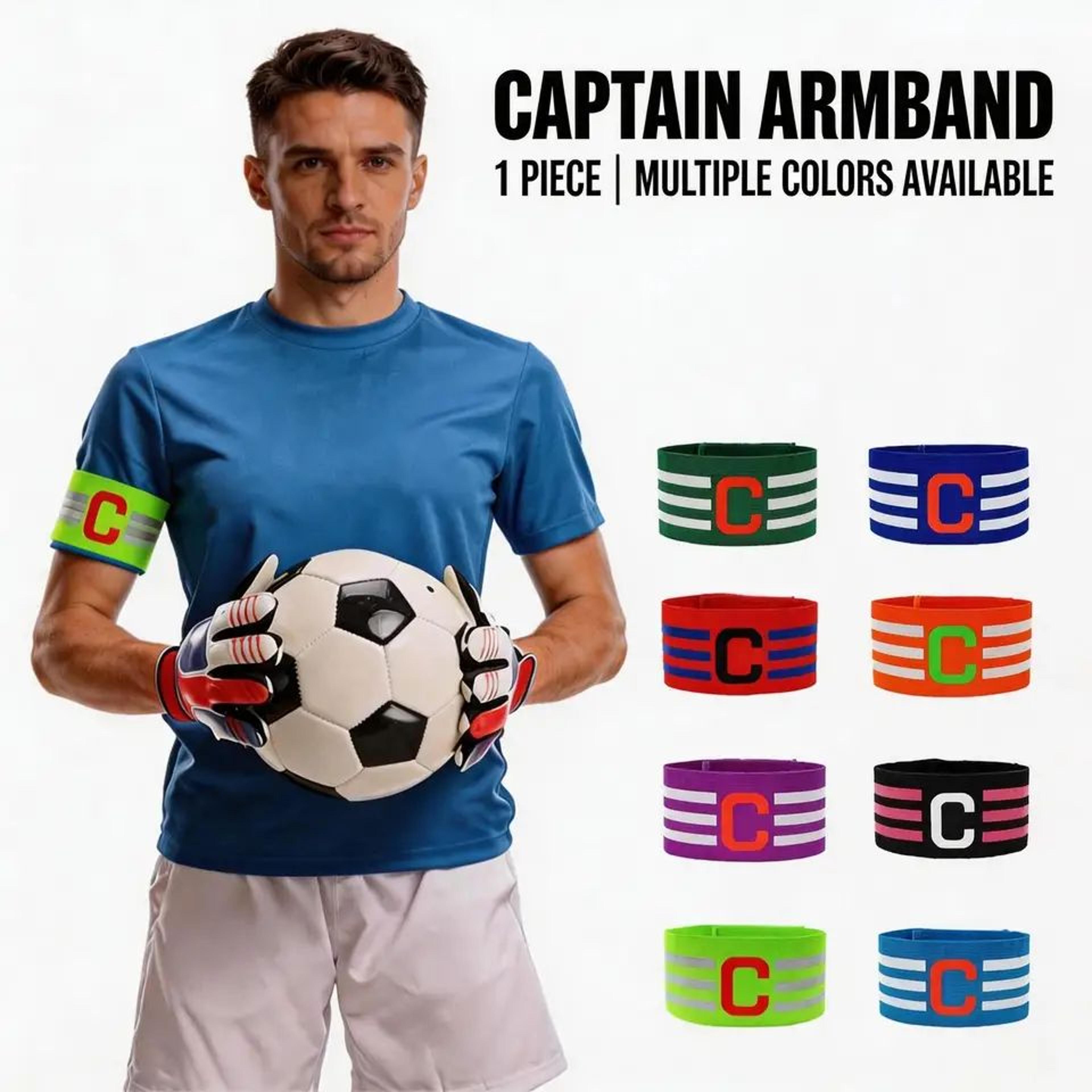 adjustable soccer captain armband – elastic velcro c-shaped captain badge for soccer, basketball & team sports