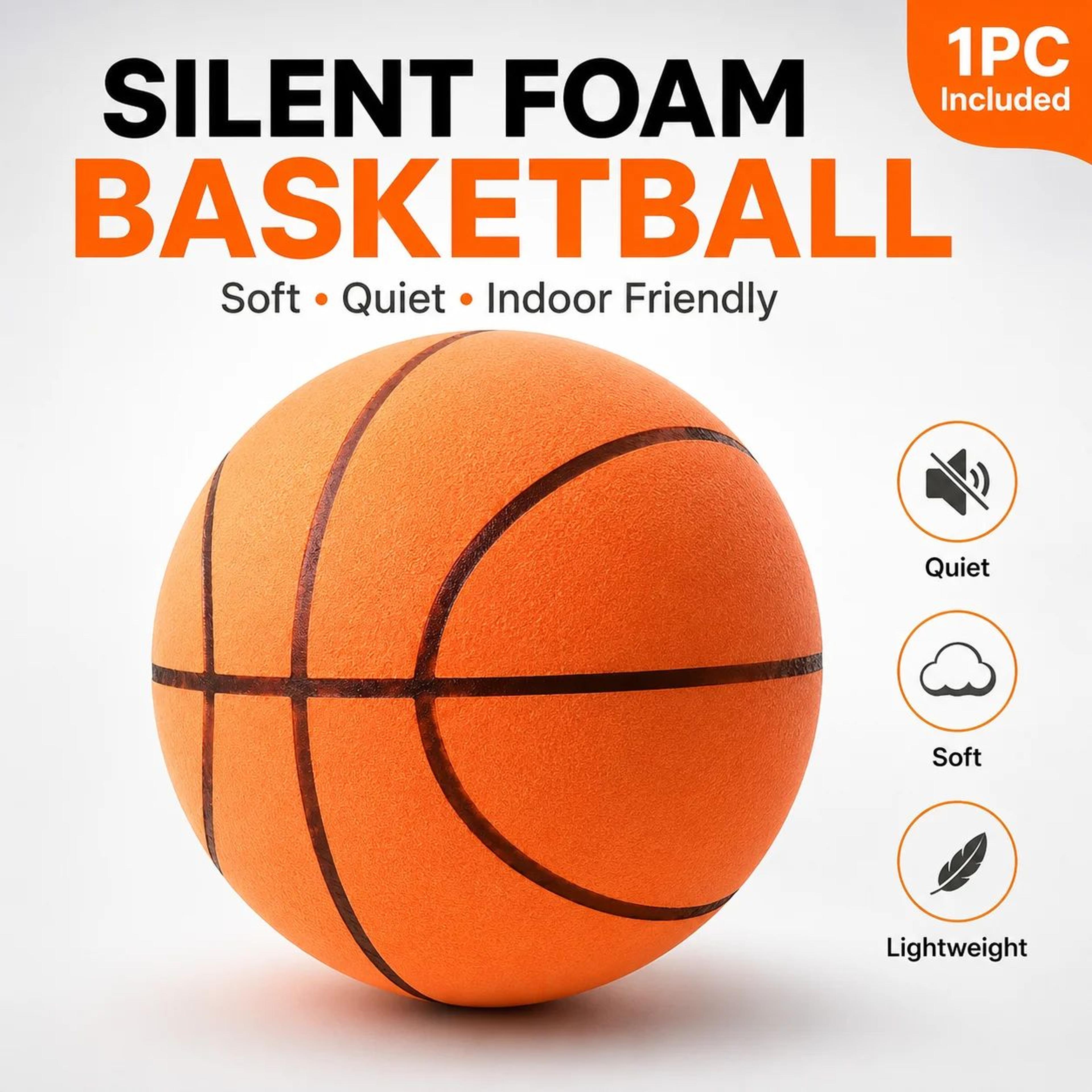 silent foam basketball – high bounce noiseless indoor training ball for dribbling practice, sizes 3, 5 & 7