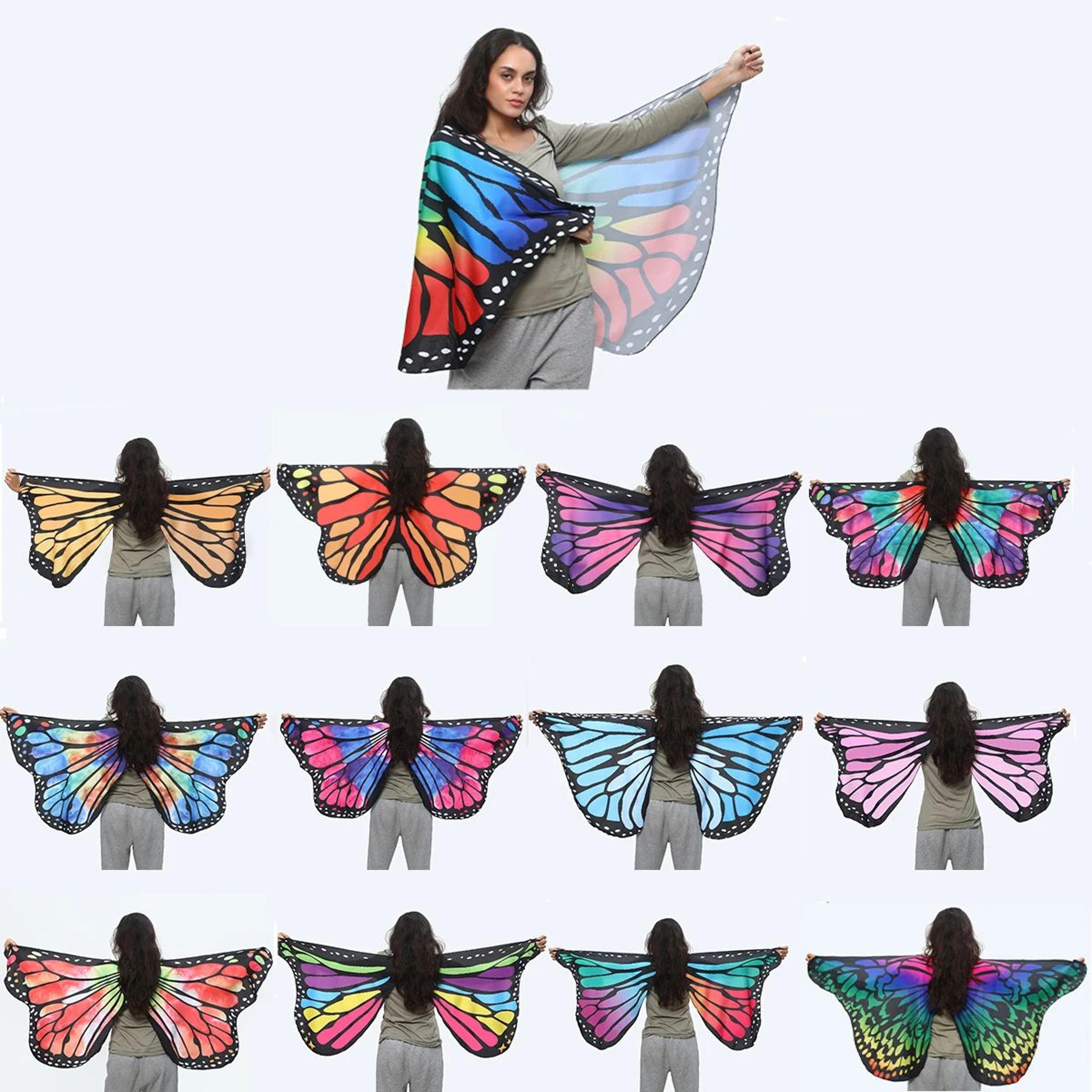 women's butterfly wings cape – polyester fairy shawl, cosplay costume cloak & festival dress-up accessory
