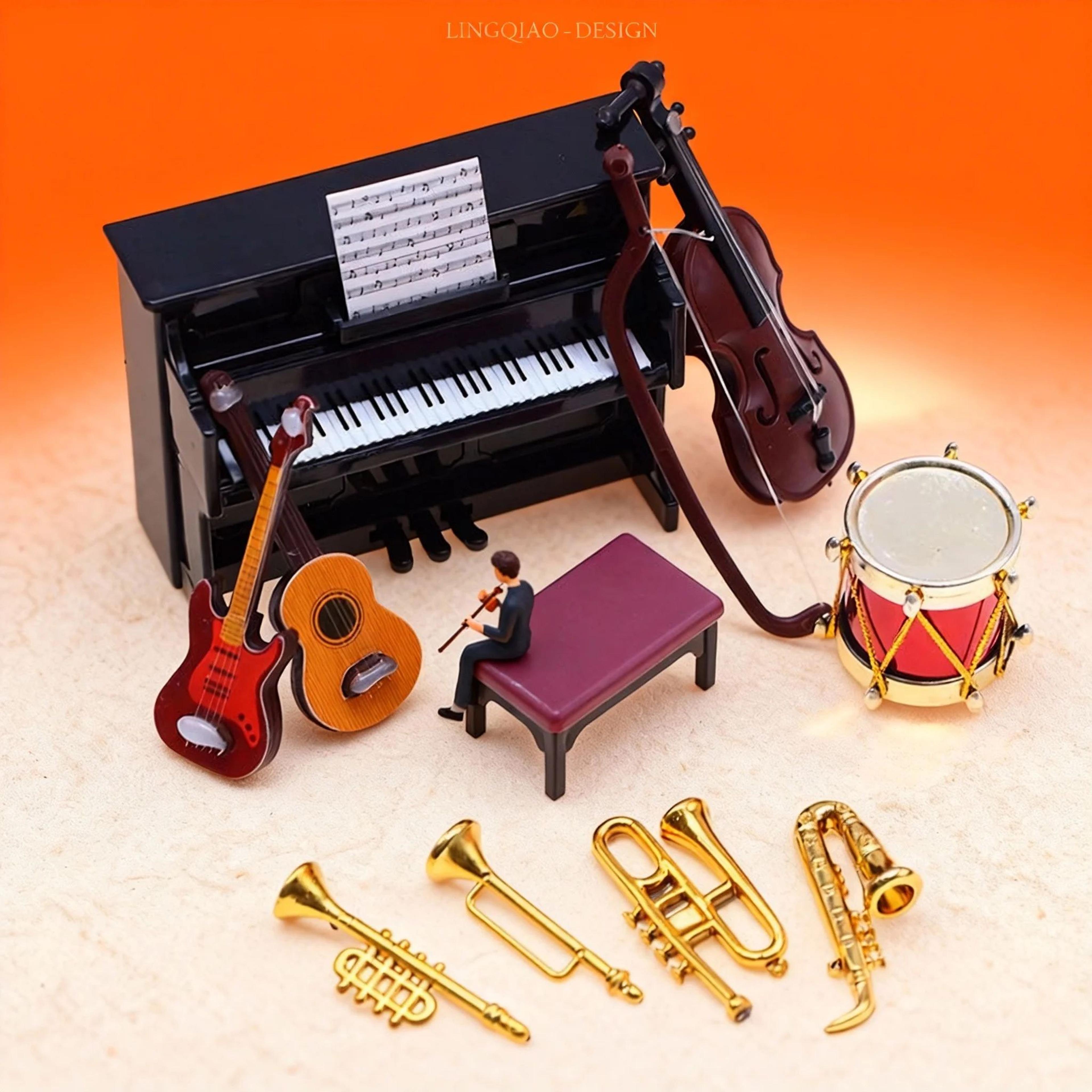 miniature musical instrument resin figurines – classic decorative display models for home, office & studio