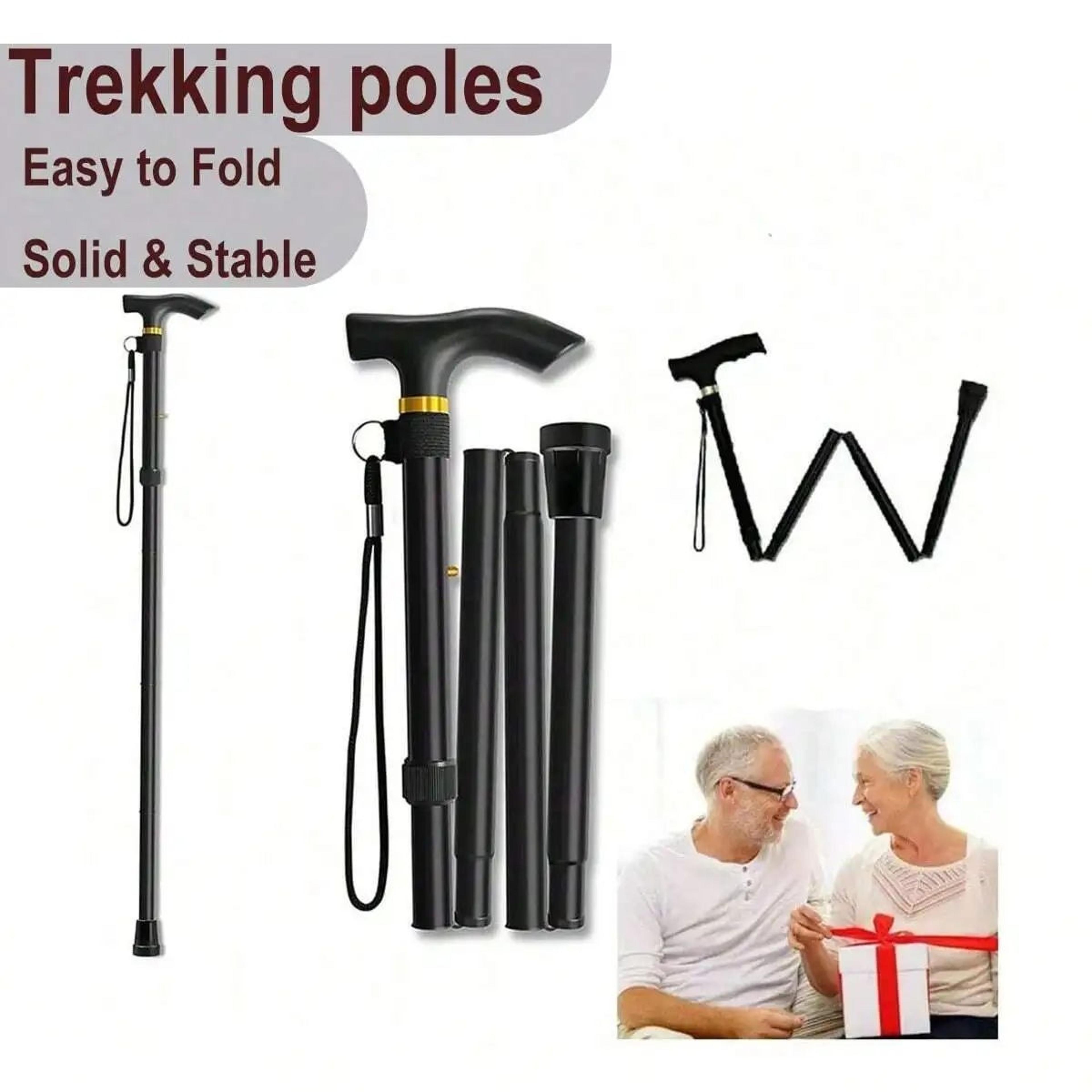 adjustable folding aluminum walking cane – telescopic lightweight hiking & mobility support stick for seniors