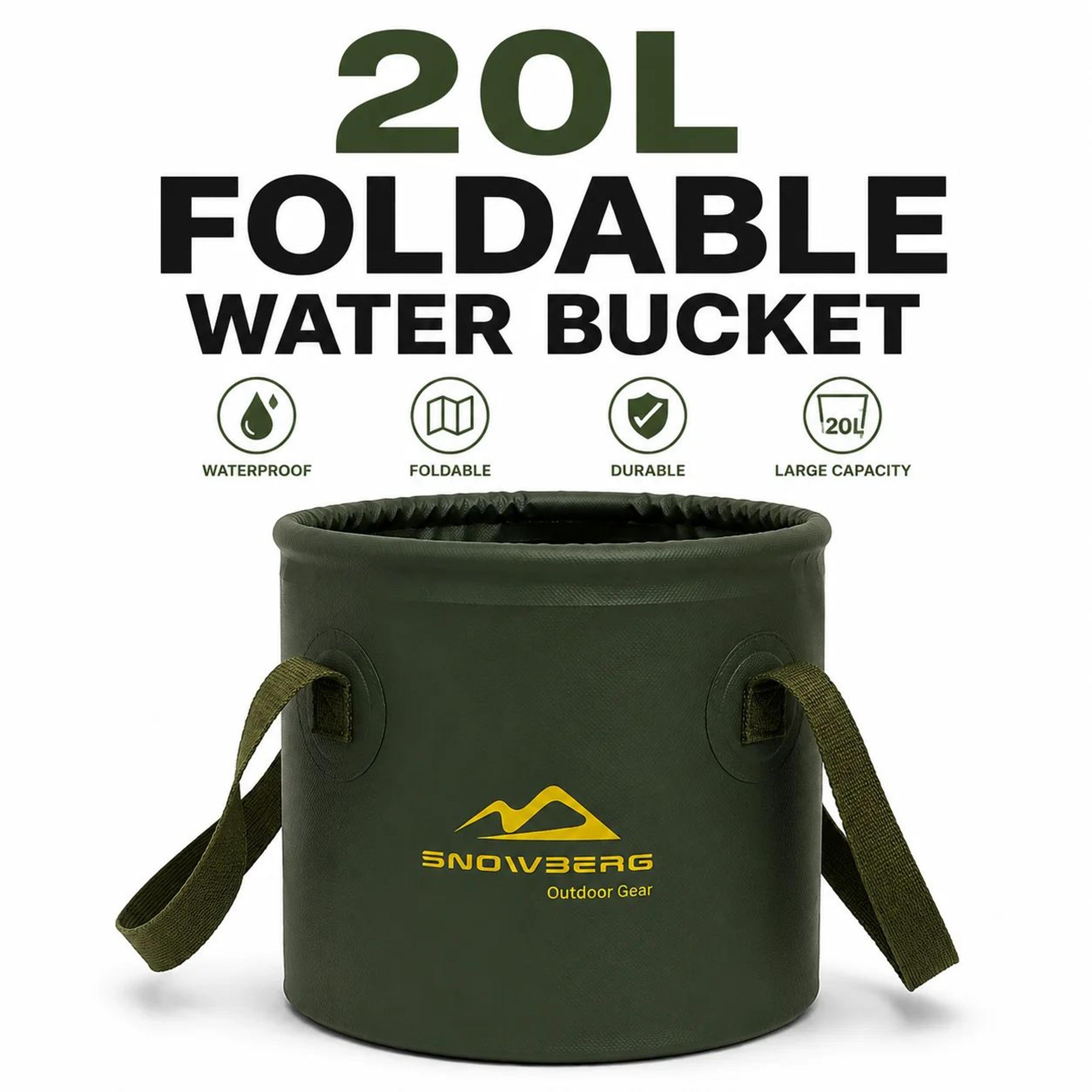 10l portable foldable water bucket – waterproof pvc collapsible camping, fishing & outdoor utility pail