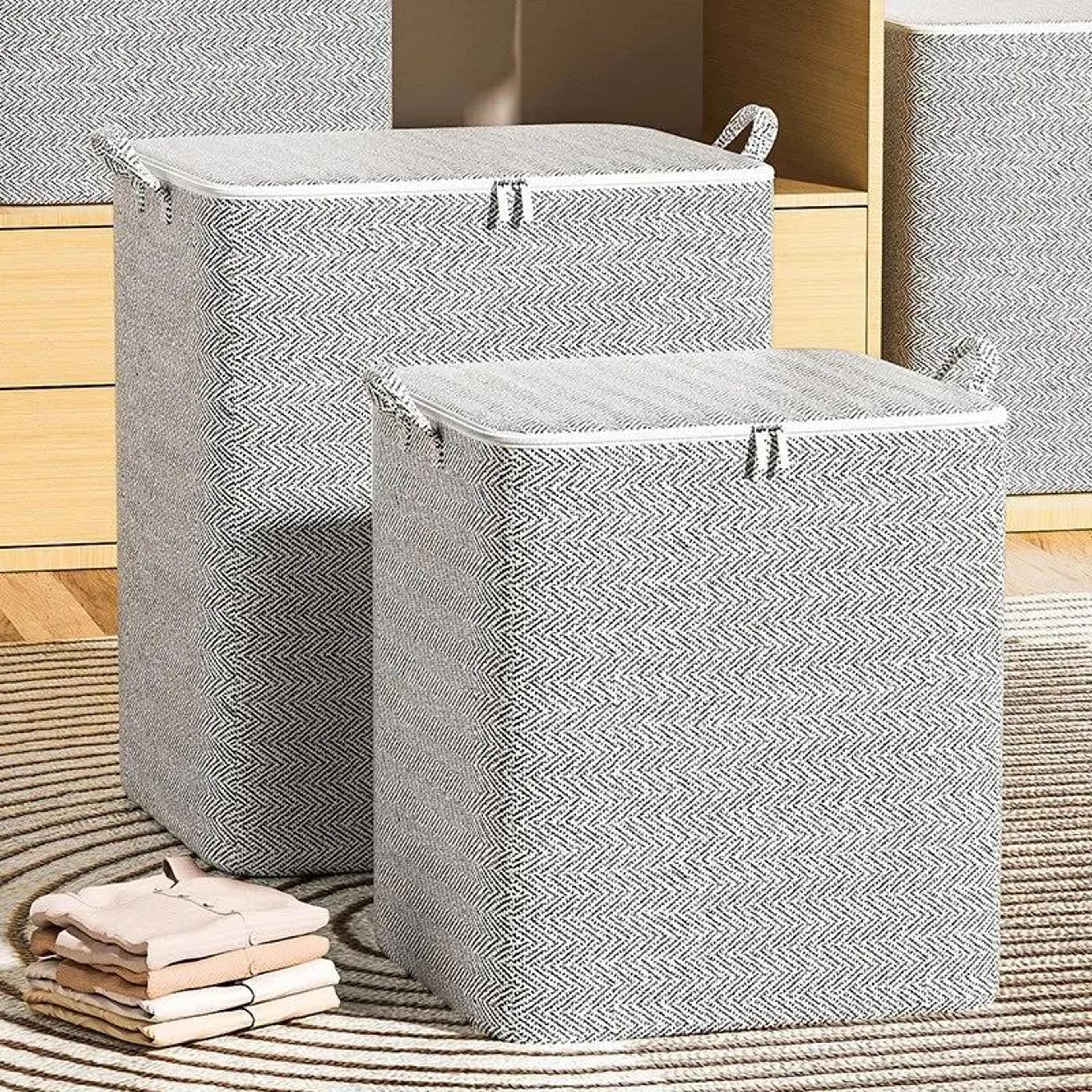 large capacity non-woven storage bag – closet organizer for quilts, clothes, blankets & toys
