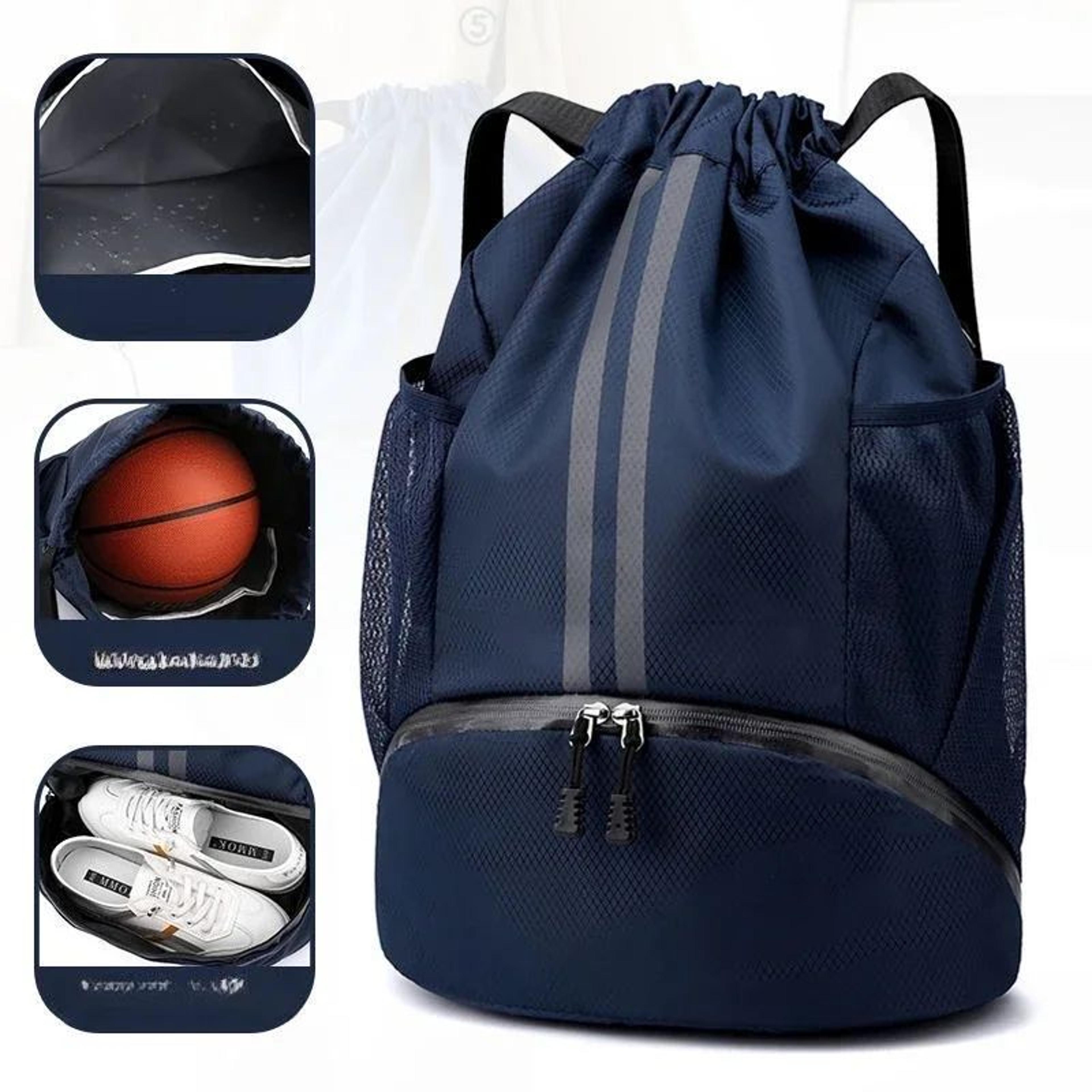 dry wet separation sports drawstring backpack – waterproof swimsuit storage bag for swimming, gym, basketball & football
