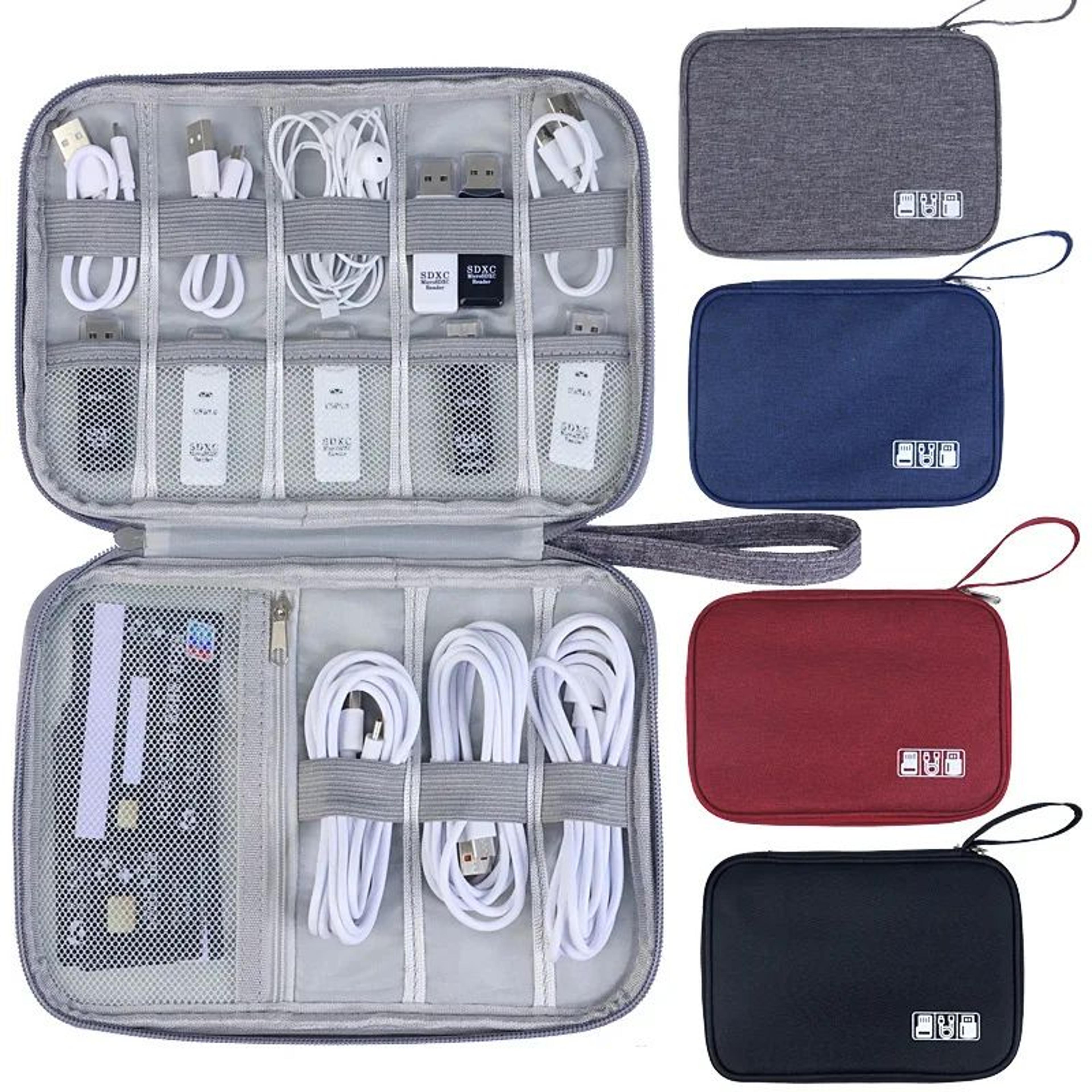 travel cable organizer bag – waterproof oxford electronic accessories storage case for chargers, usb cables & plugs