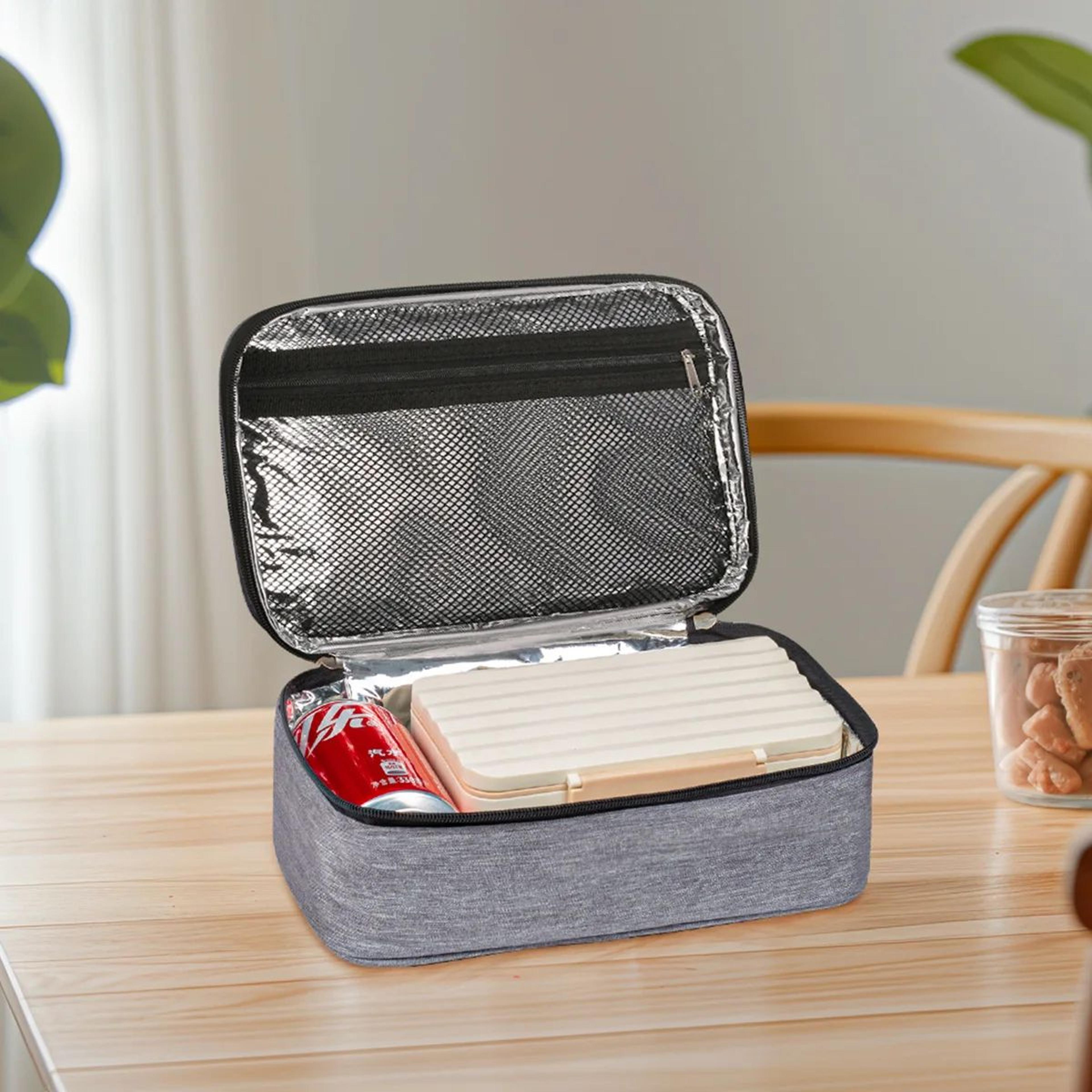 waterproof insulated bento lunch bag – portable oxford cloth thermal lunch tote with double zipper & handle