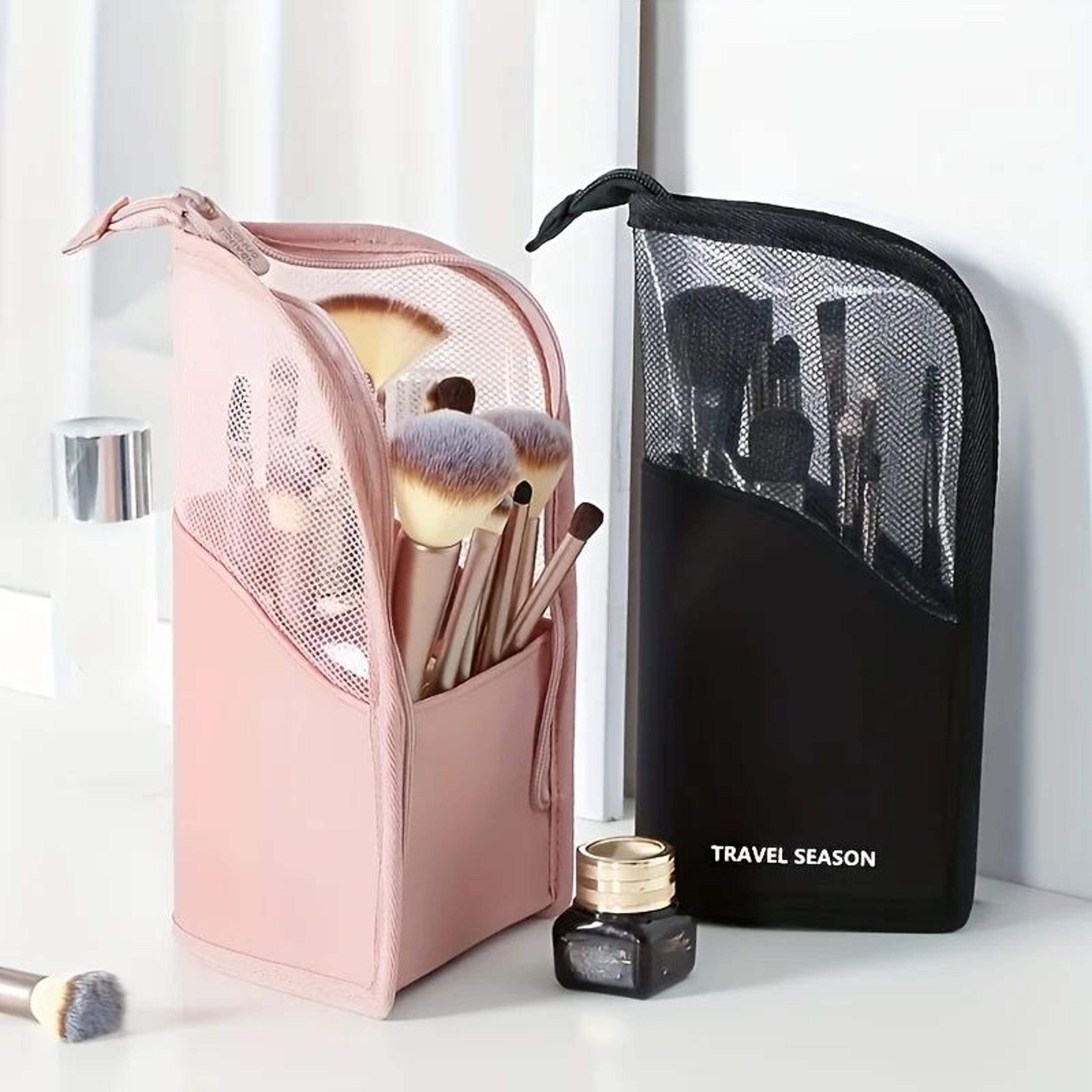 vertical oxford makeup bag – large capacity cosmetic organizer & portable pencil case for women