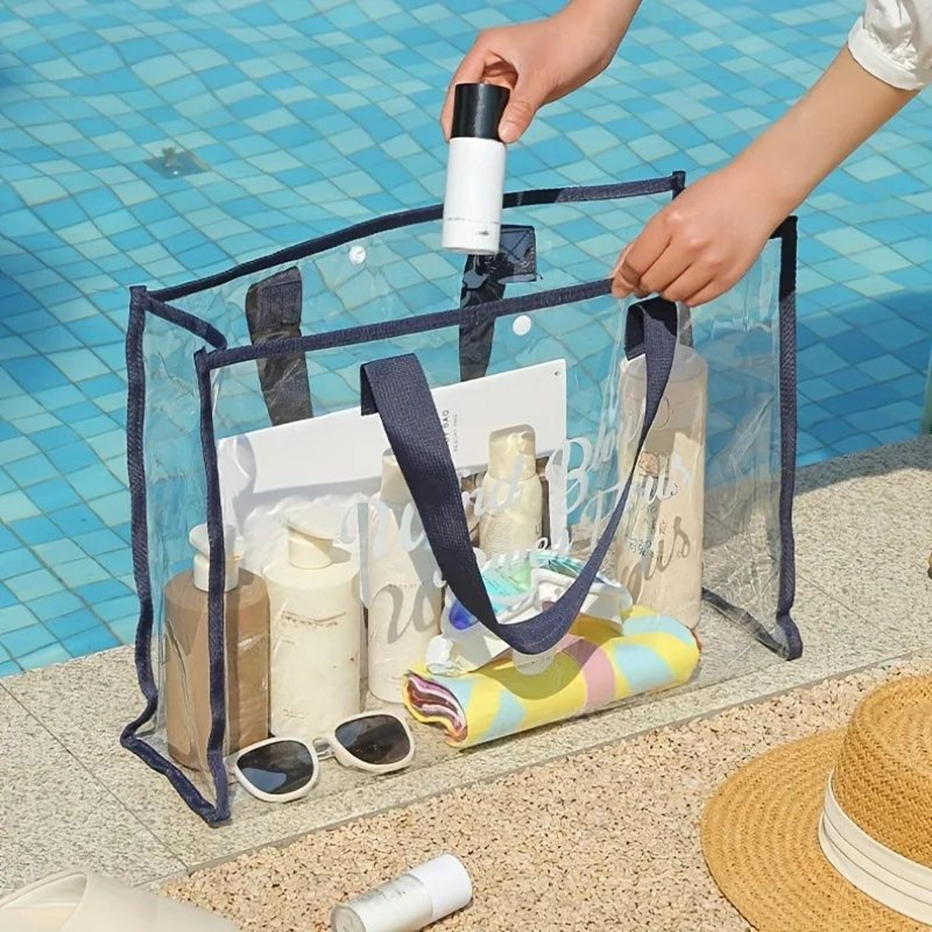 transparent waterproof pvc beach tote bag – large capacity jelly shopping bag for swimming, travel & women