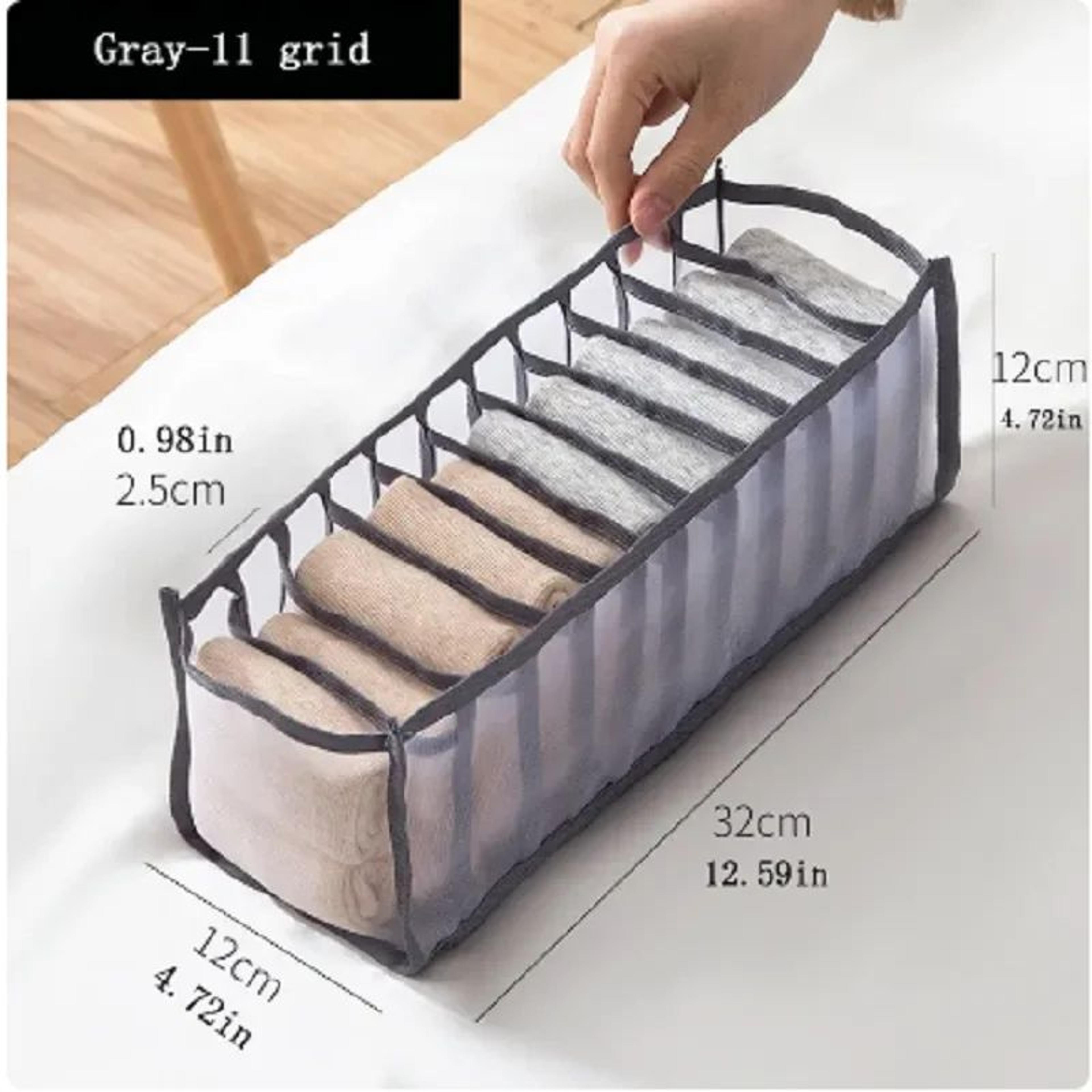 11-compartment foldable underwear storage box – breathable mesh nylon drawer organizer for bras, socks & underwear