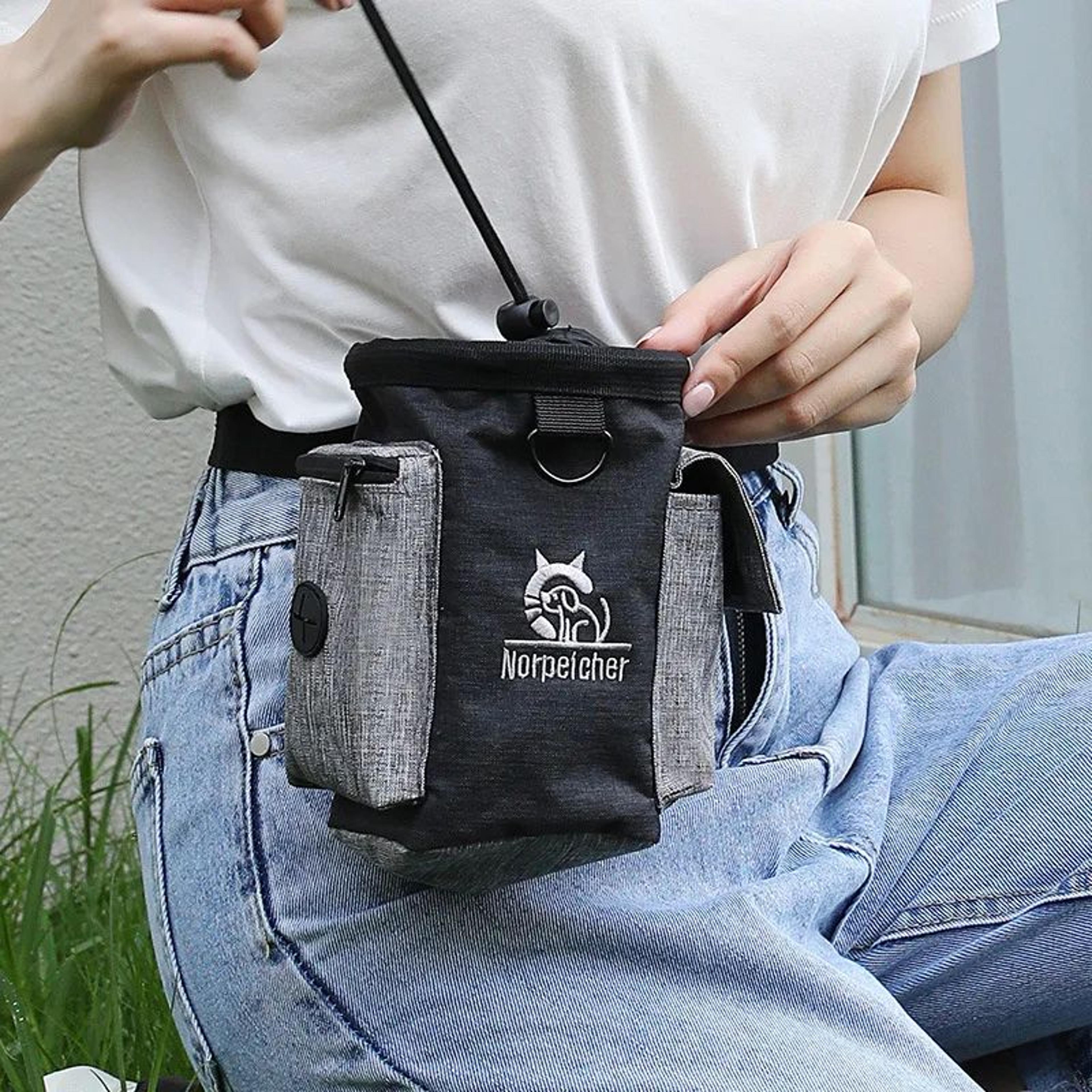 oxford dog training treat pouch – adjustable pet training fanny pack, snack bag & walking reward waist bag