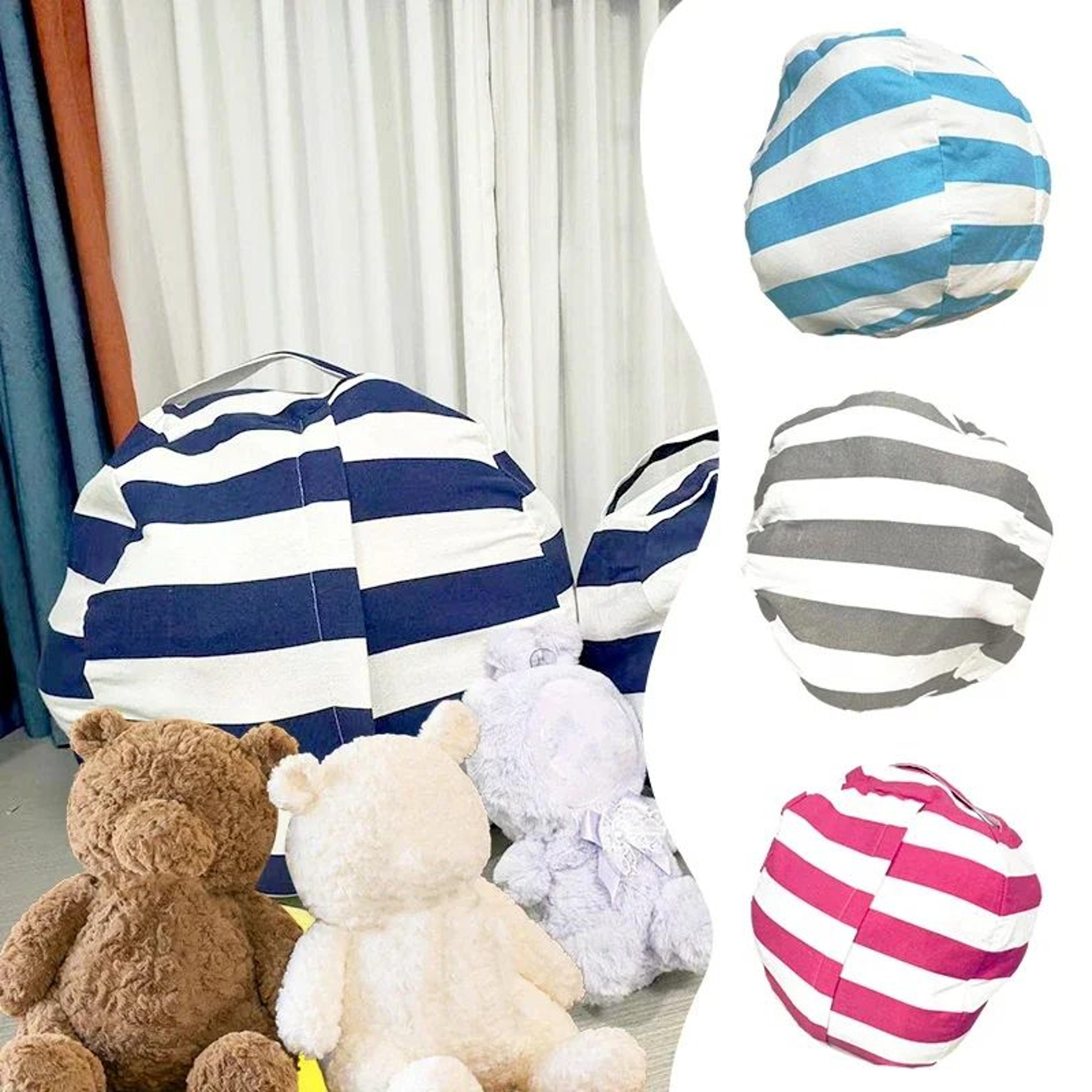 large bean bag storage cover – kids stuffed animal organizer chair, canvas plush toy storage bag